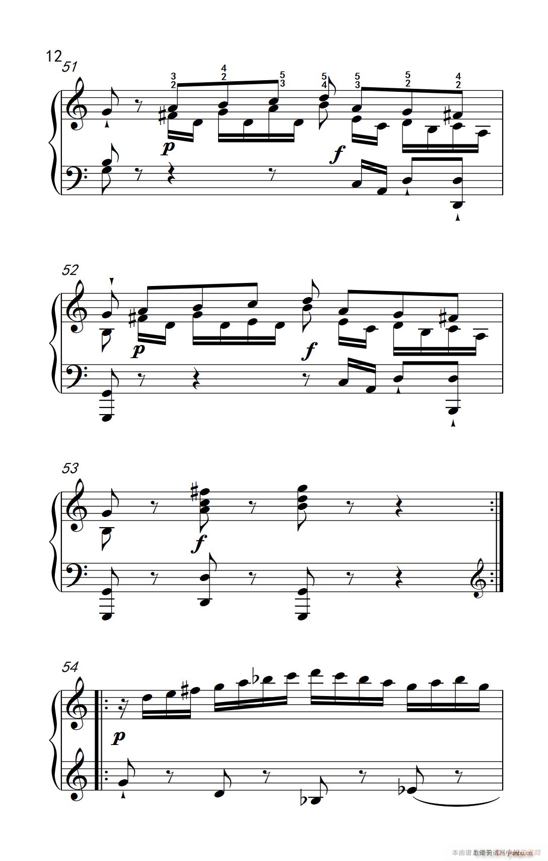 第九级1 C大调奏鸣曲 第一乐章 Hob XVI 50 中央音乐学院 钢琴 业余 考级教程 7 9级(钢琴谱)12