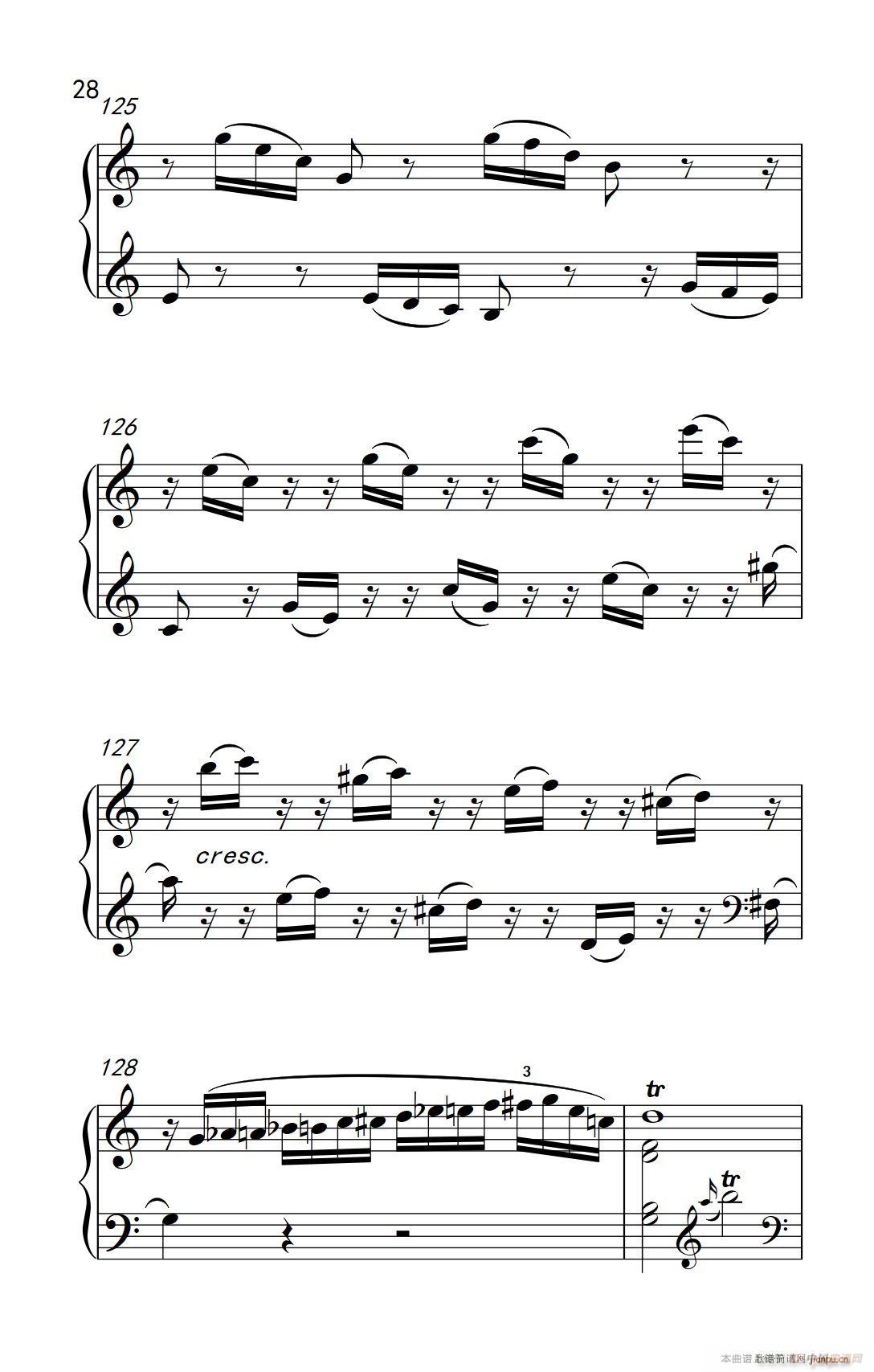 第九级1 C大调奏鸣曲 第一乐章 Hob XVI 50 中央音乐学院 钢琴 业余 考级教程 7 9级(钢琴谱)28