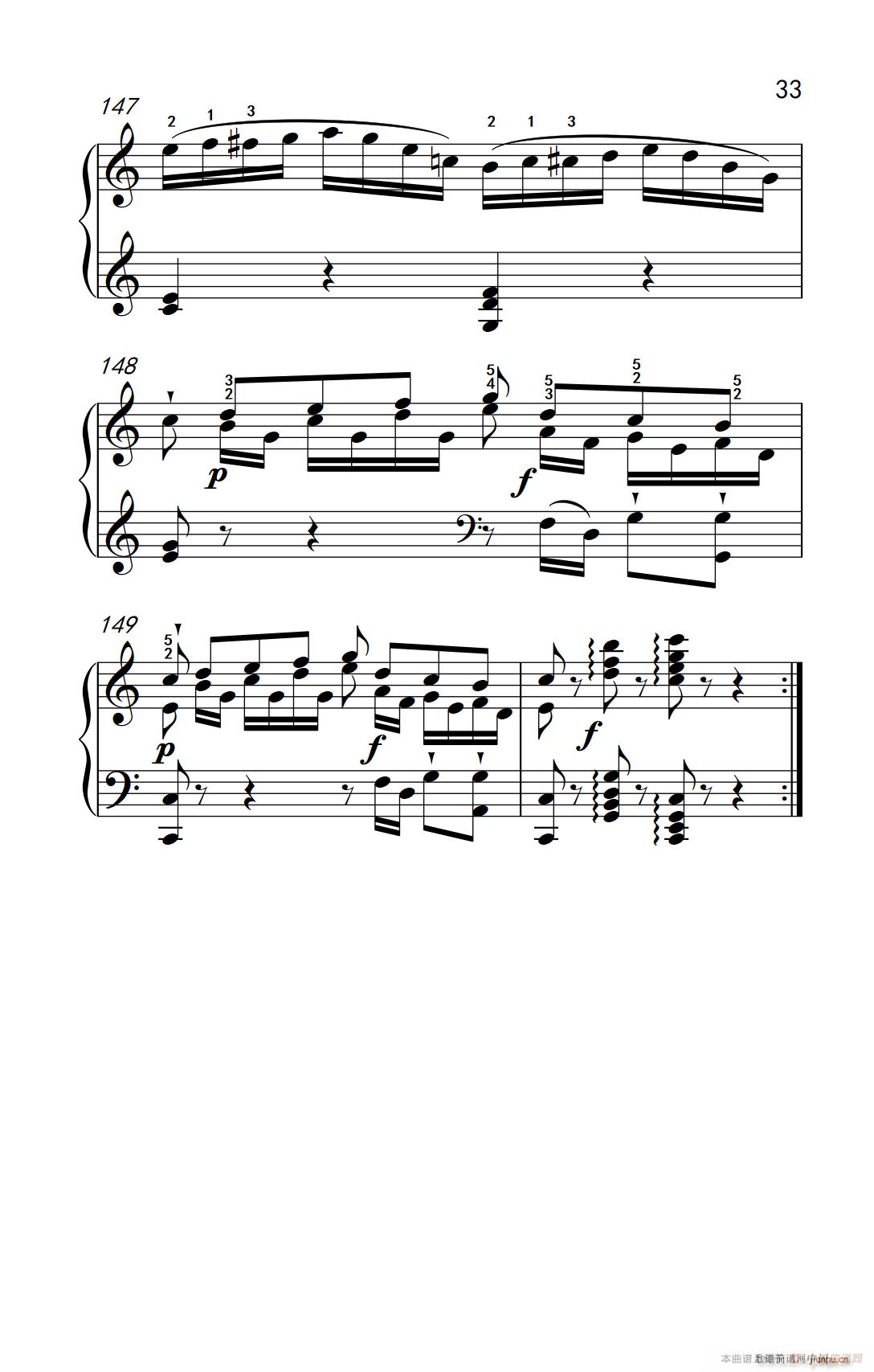 第九级1 C大调奏鸣曲 第一乐章 Hob XVI 50 中央音乐学院 钢琴 业余 考级教程 7 9级(钢琴谱)33