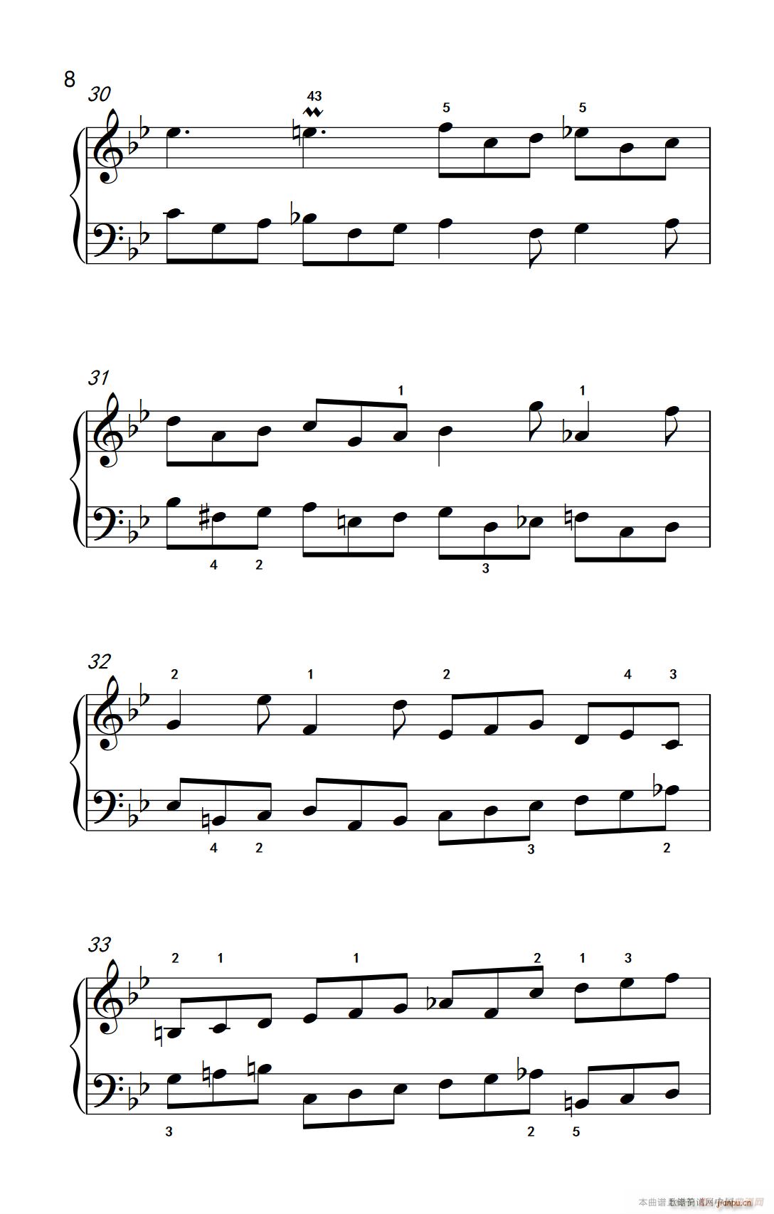 第九级1 吉格舞曲 选自 英国组曲 第三套 中央音乐学院 钢琴 业余 考级教程 7 9级(钢琴谱)8