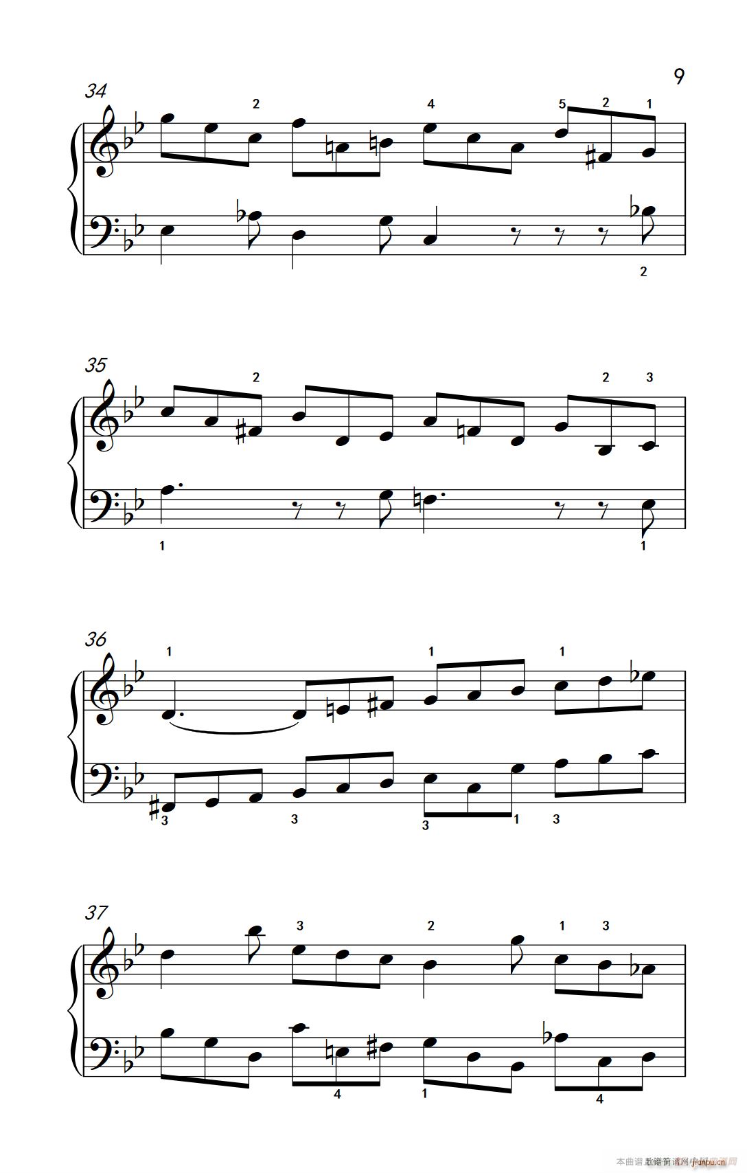 第九级1 吉格舞曲 选自 英国组曲 第三套 中央音乐学院 钢琴 业余 考级教程 7 9级(钢琴谱)9