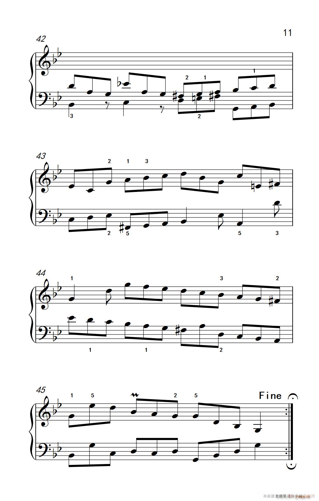 第九级1 吉格舞曲 选自 英国组曲 第三套 中央音乐学院 钢琴 业余 考级教程 7 9级(钢琴谱)11