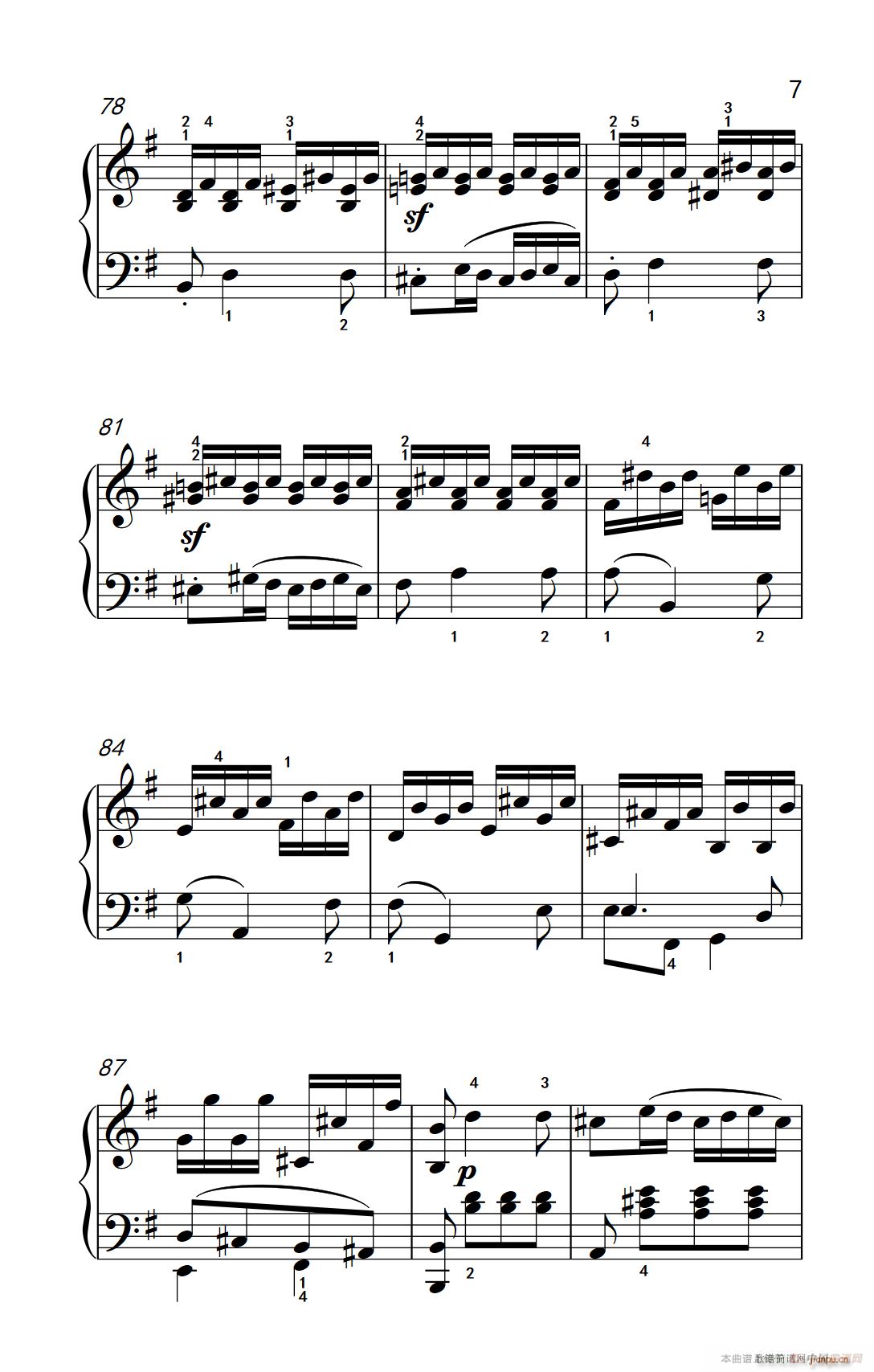 第九级2 G大调奏鸣曲 第一乐章 Op 31 No 1 中央音乐学院 钢琴 业余 考级教程 7 9级(钢琴谱)7