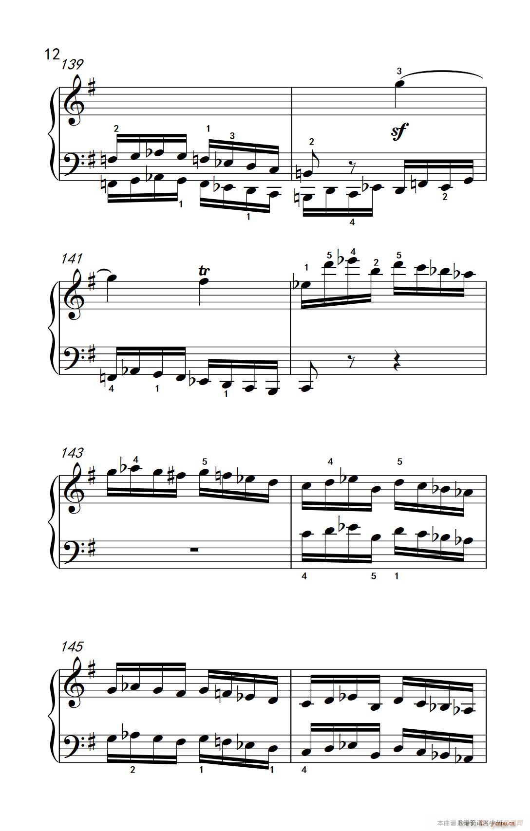 第九级2 G大调奏鸣曲 第一乐章 Op 31 No 1 中央音乐学院 钢琴 业余 考级教程 7 9级(钢琴谱)12