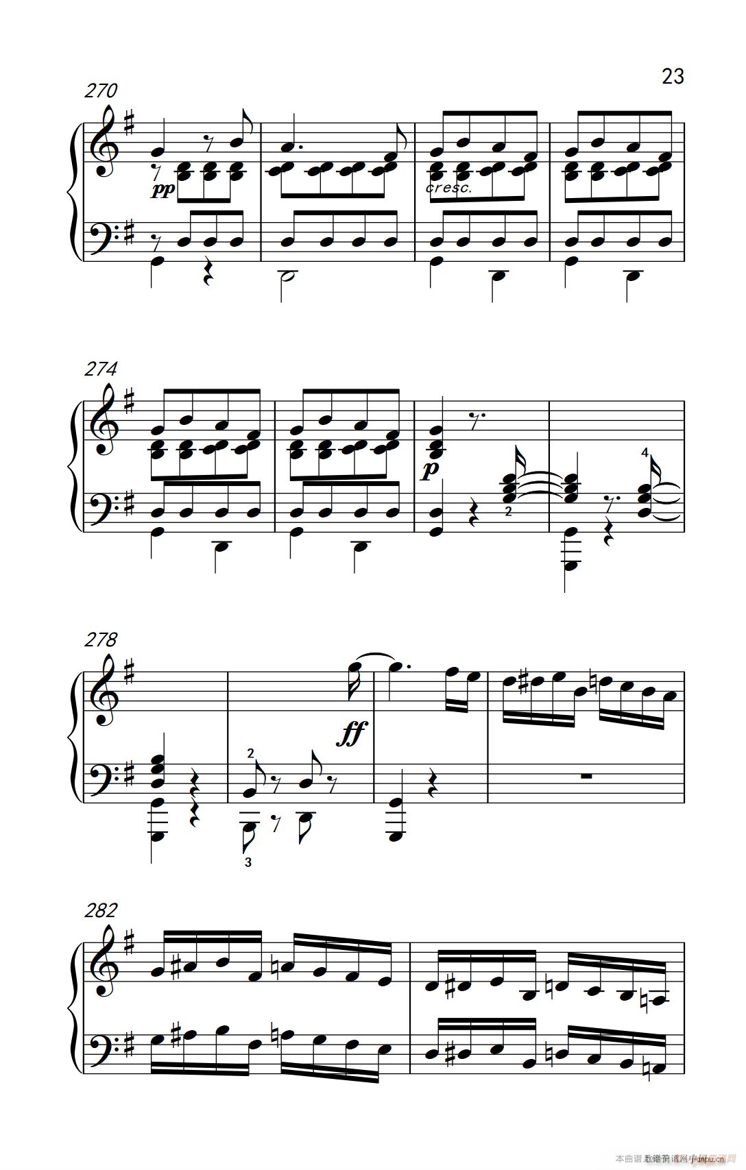 第九级2 G大调奏鸣曲 第一乐章 Op 31 No 1 中央音乐学院 钢琴 业余 考级教程 7 9级(钢琴谱)23