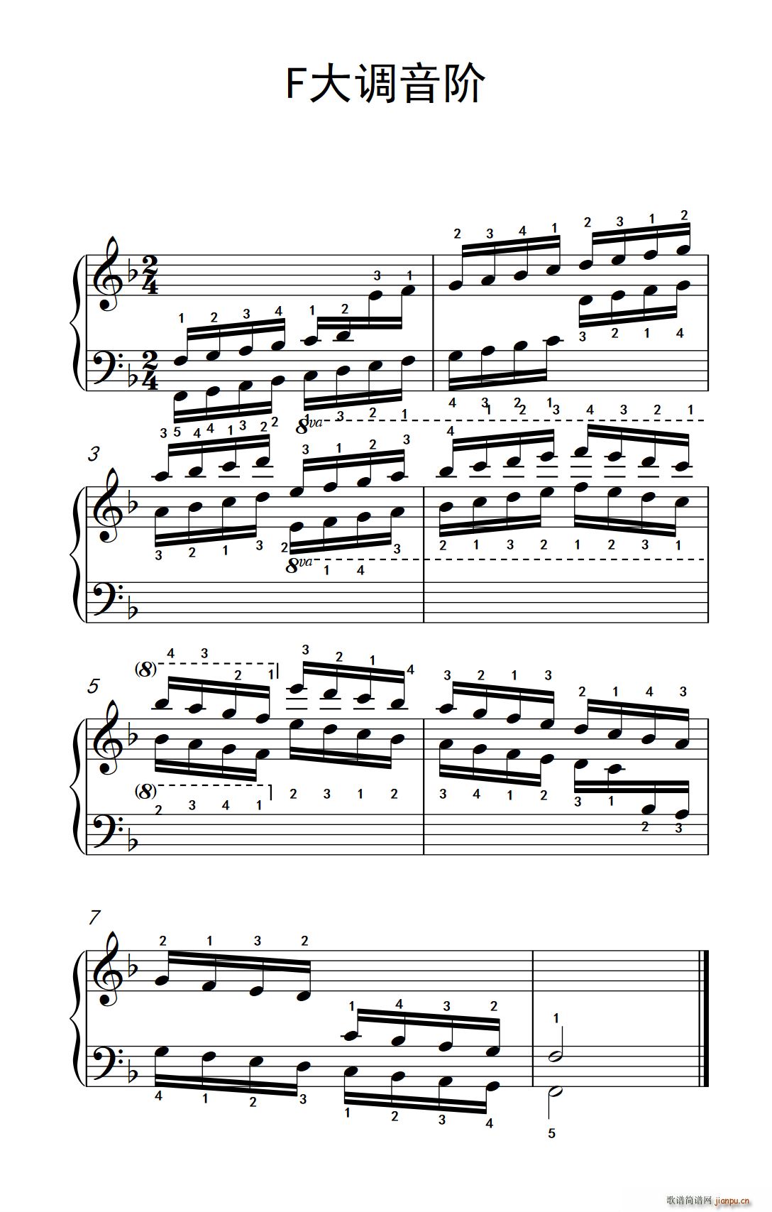 第八级13 F大调音阶 中央音乐学院 钢琴 业余 考级教程 7 9级(钢琴谱)1