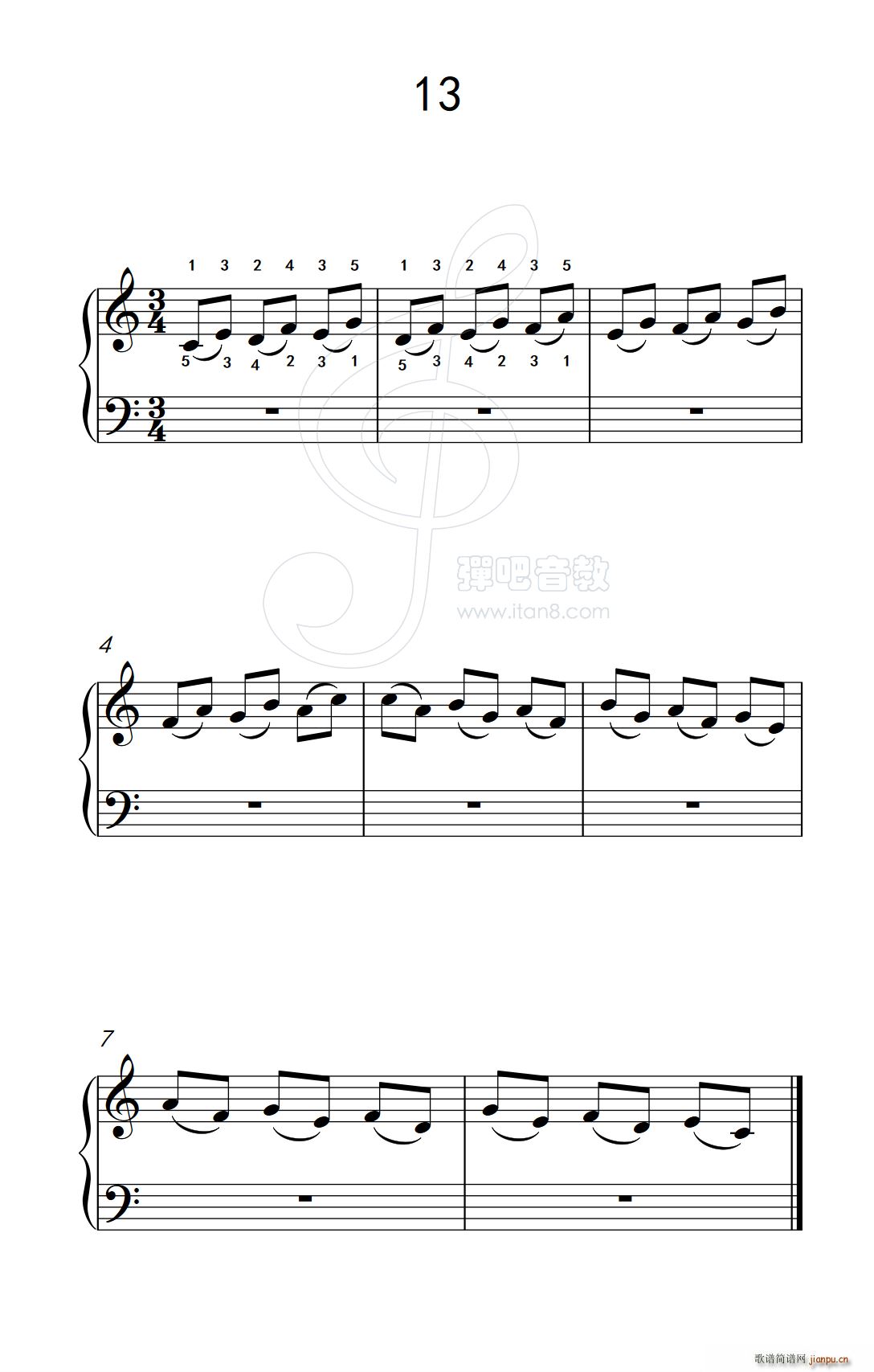 连音练习 13 儿童钢琴手指练习 2(钢琴谱)1