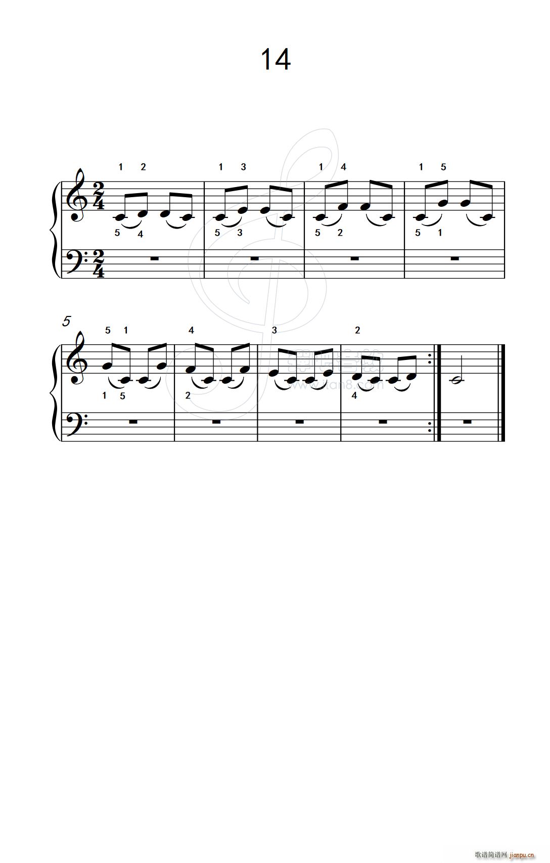 连音练习 14 儿童钢琴手指练习 2(钢琴谱)1
