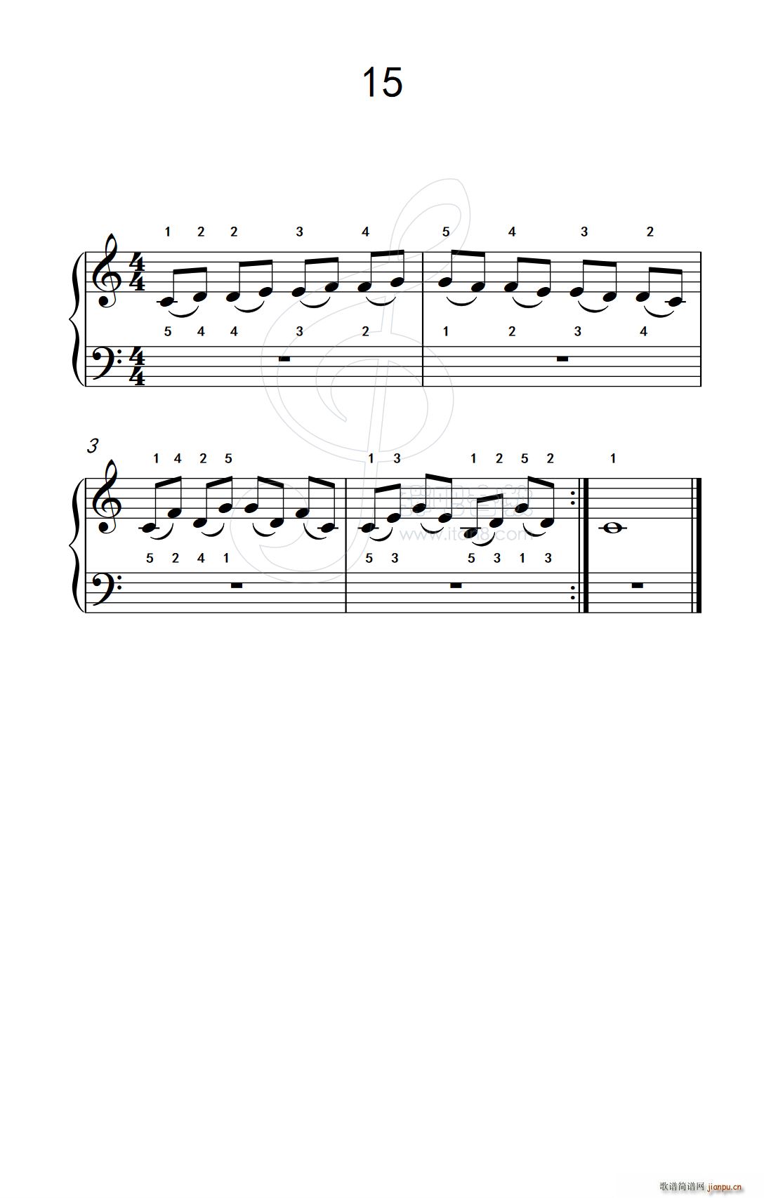 连音练习 15 儿童钢琴手指练习 2(钢琴谱)1