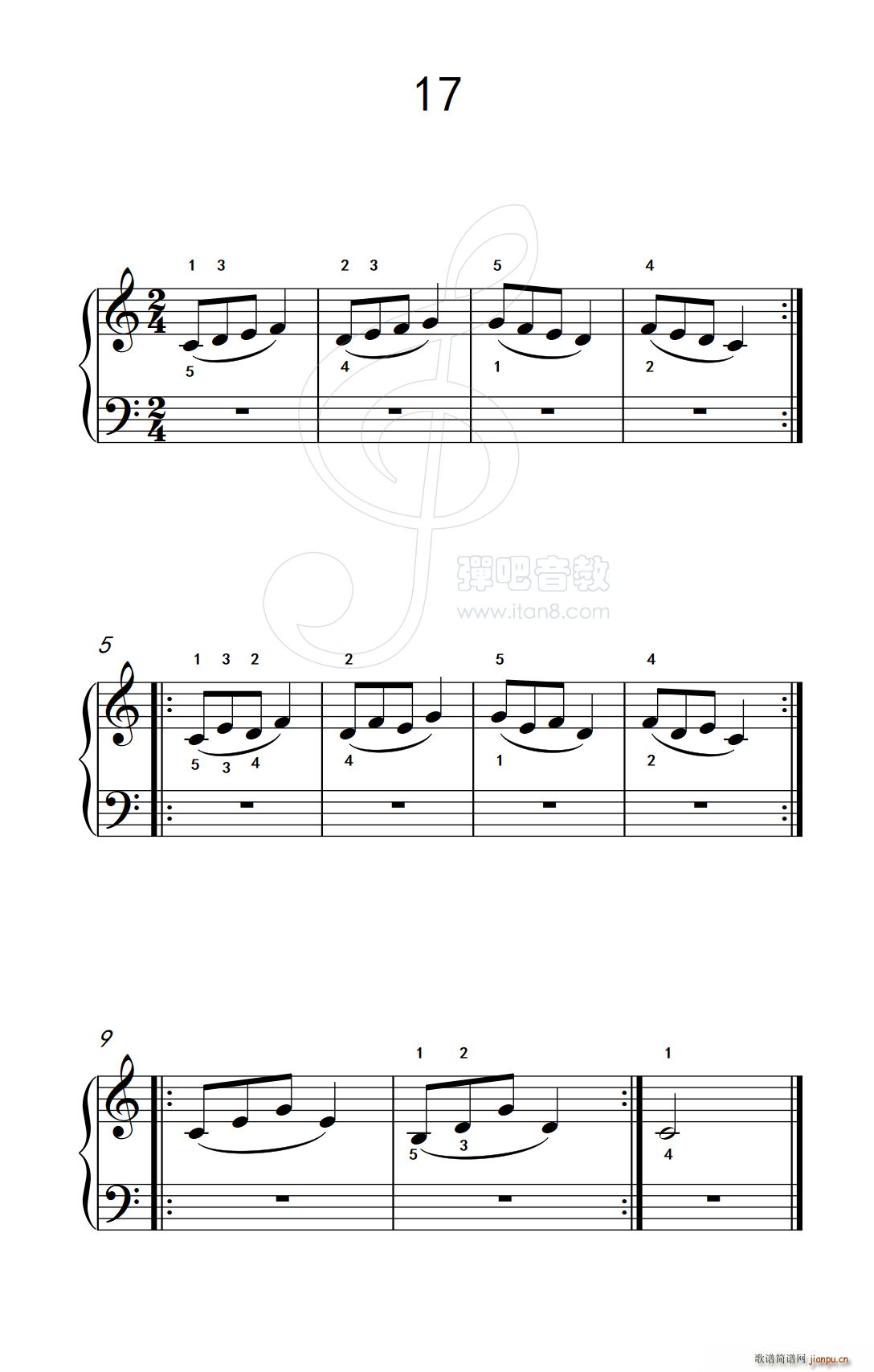 连音练习 17 儿童钢琴手指练习 2(钢琴谱)1