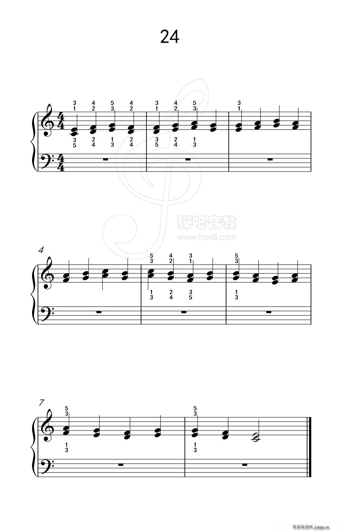 双音练习 24 儿童钢琴手指练习 2(钢琴谱)1