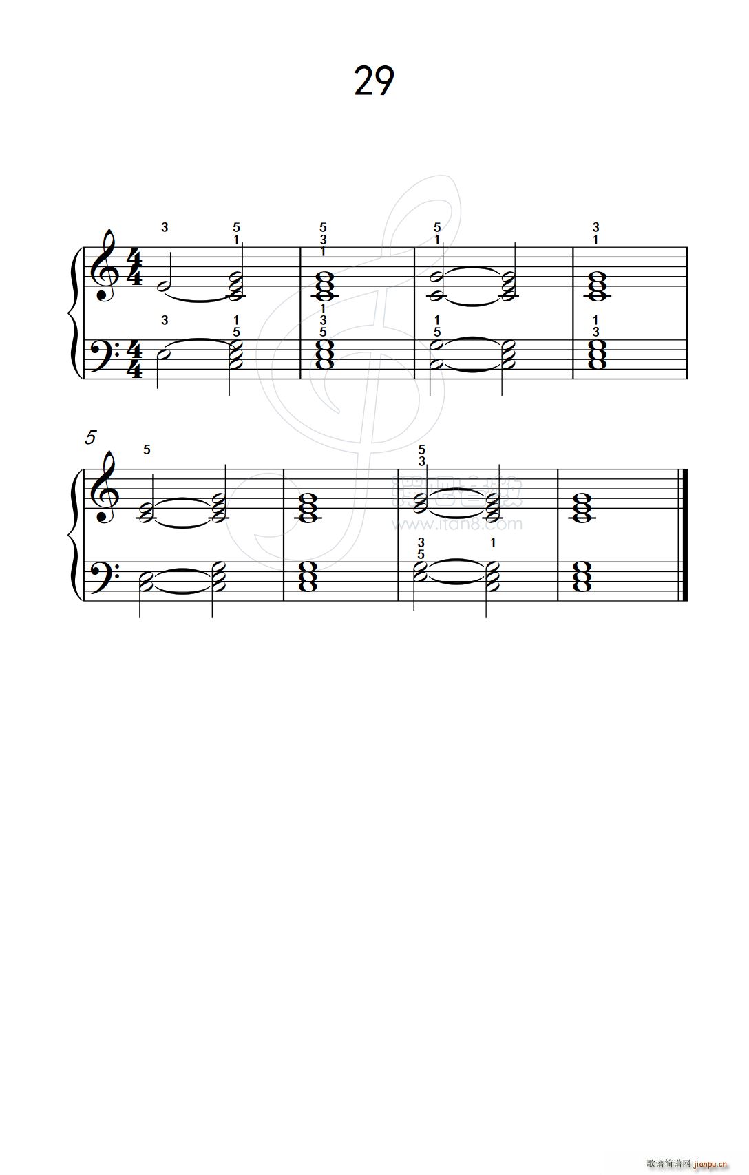 和弦练习 29 儿童钢琴手指练习 2(钢琴谱)1