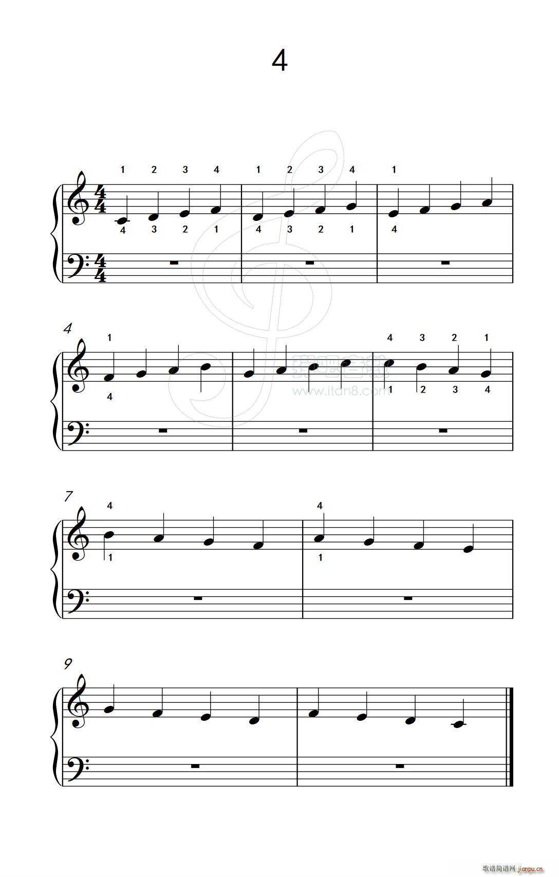 非连音练习 4 儿童钢琴手指练习 2(钢琴谱)1
