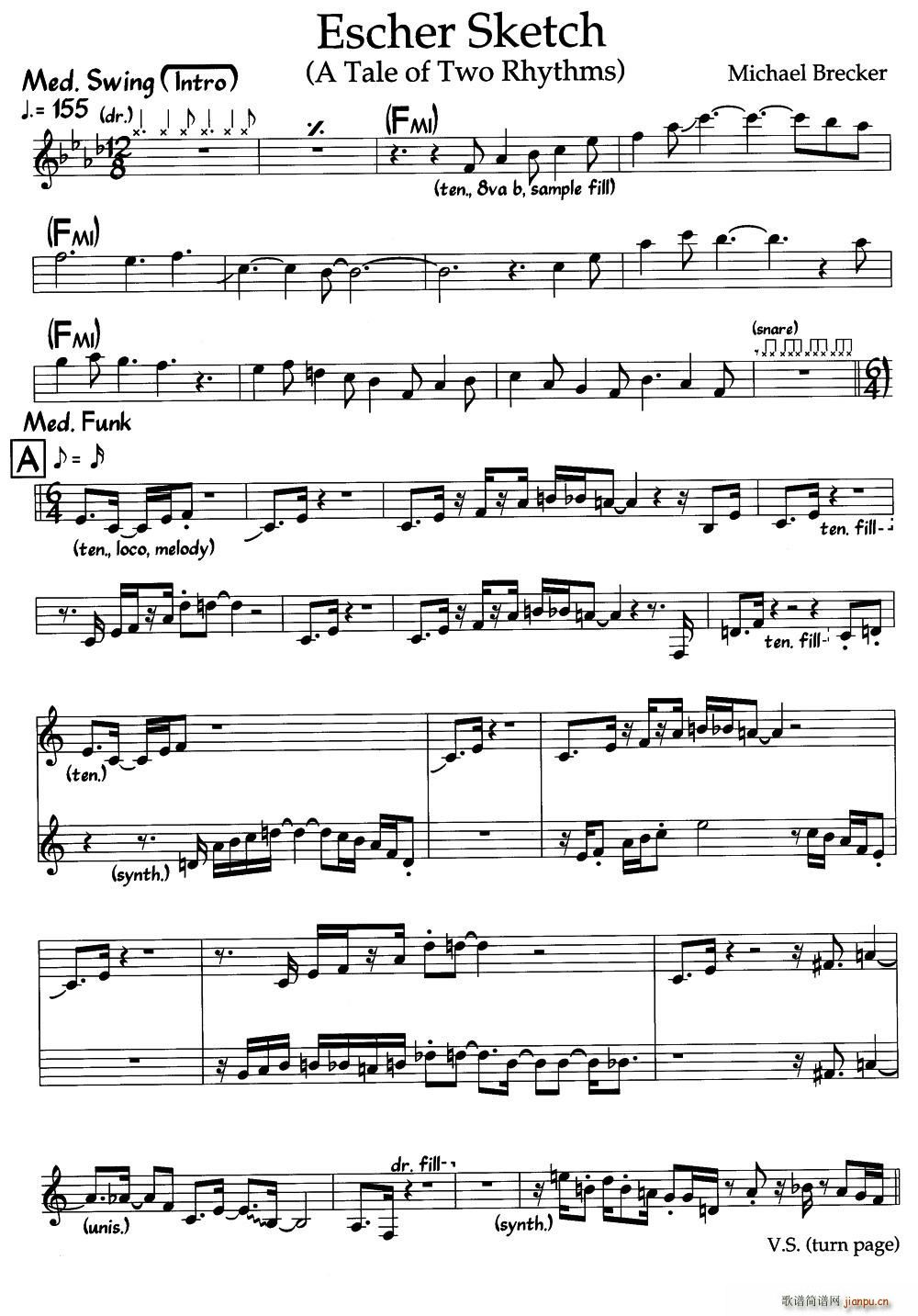 Escher Sketch 爵士钢琴曲(钢琴谱)1