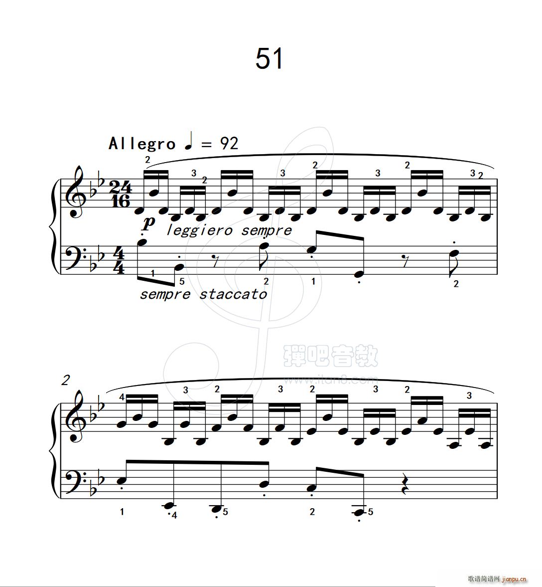 练习曲 51 克拉莫钢琴练习曲60首(钢琴谱)1