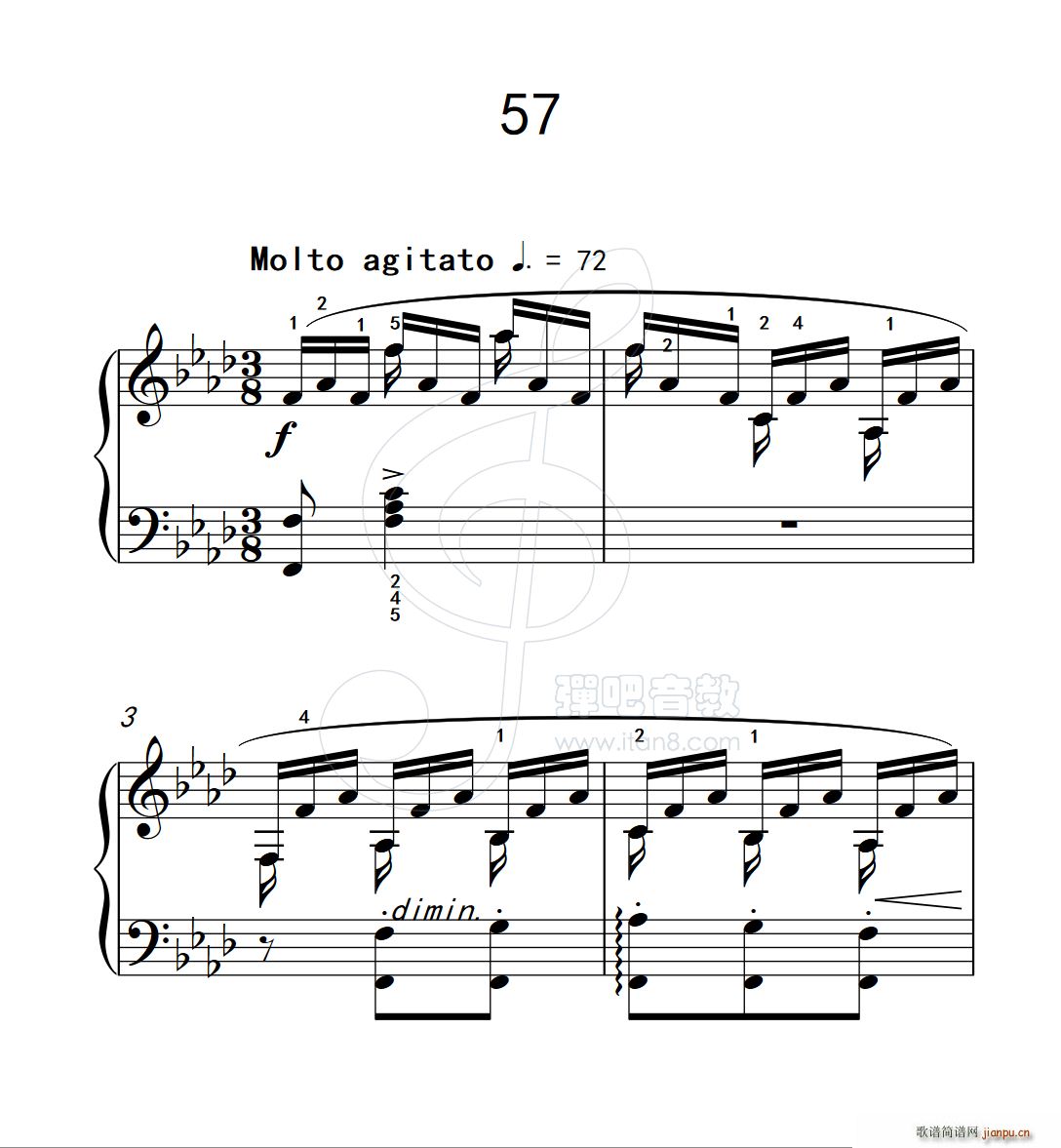 练习曲 57 克拉莫钢琴练习曲60首(钢琴谱)1