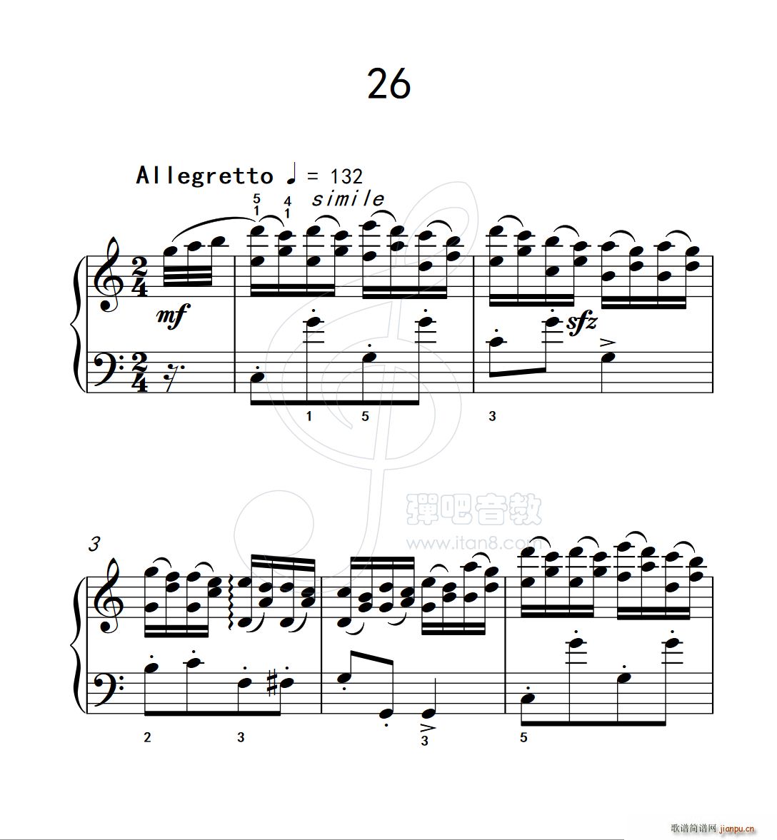 练习曲 26 克拉莫钢琴练习曲60首(钢琴谱)1