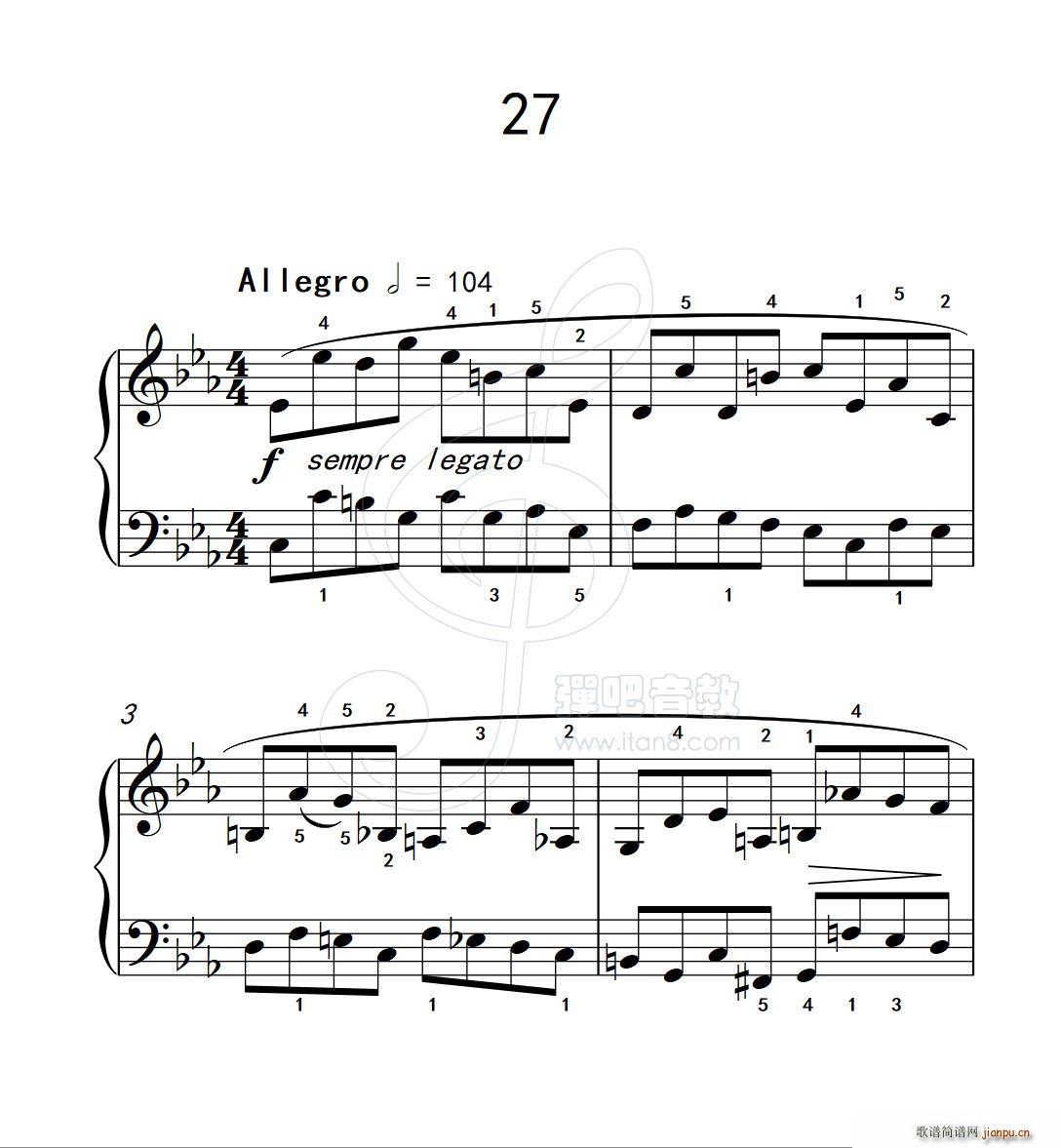 练习曲 27 克拉莫钢琴练习曲60首(钢琴谱)1