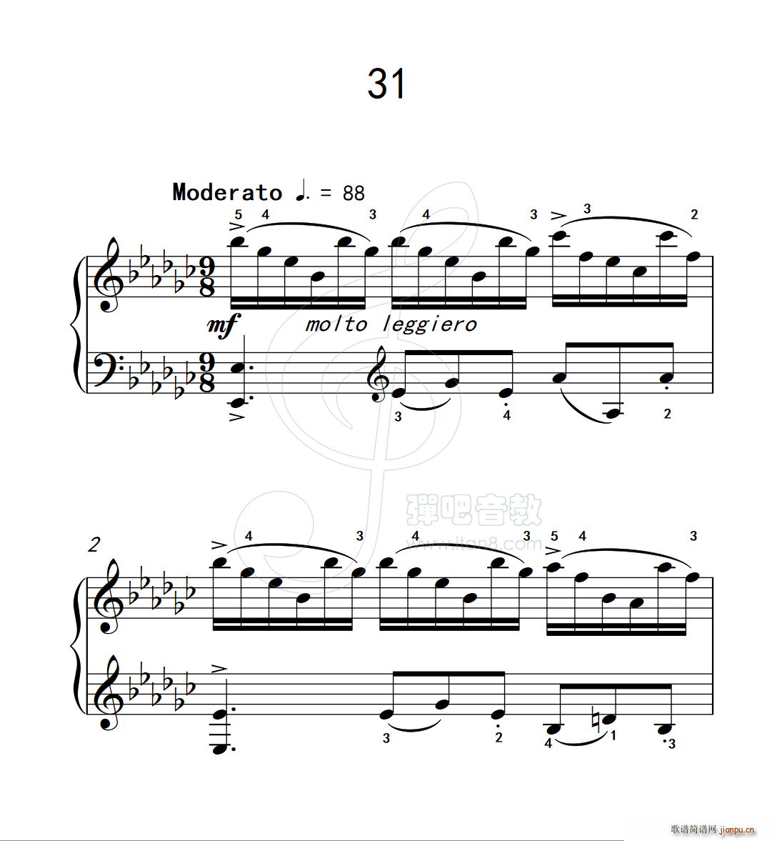 练习曲 31 克拉莫钢琴练习曲60首(钢琴谱)1