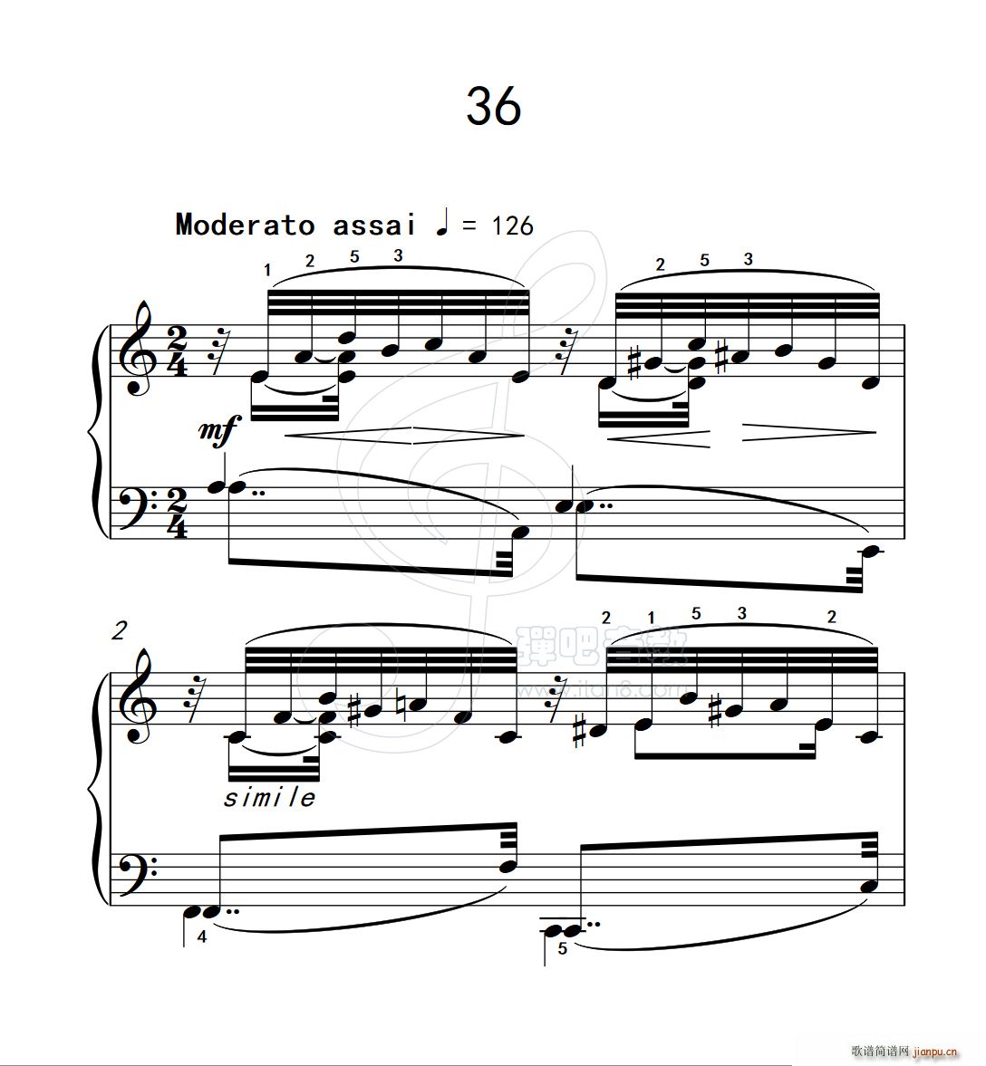 练习曲 36 克拉莫钢琴练习曲60首(钢琴谱)1