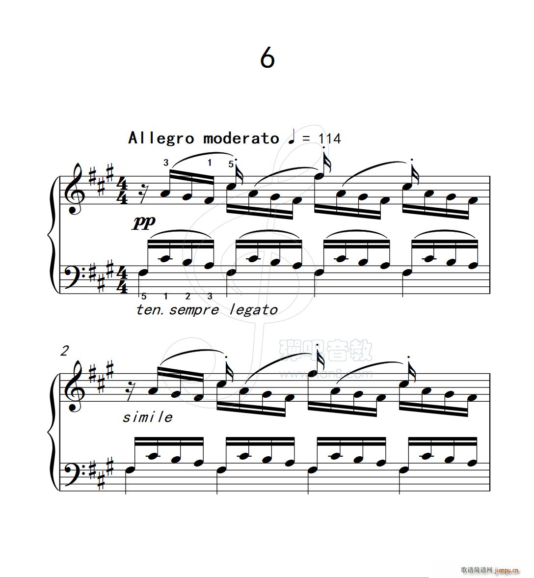 练习曲 6 克拉莫钢琴练习曲60首(钢琴谱)1