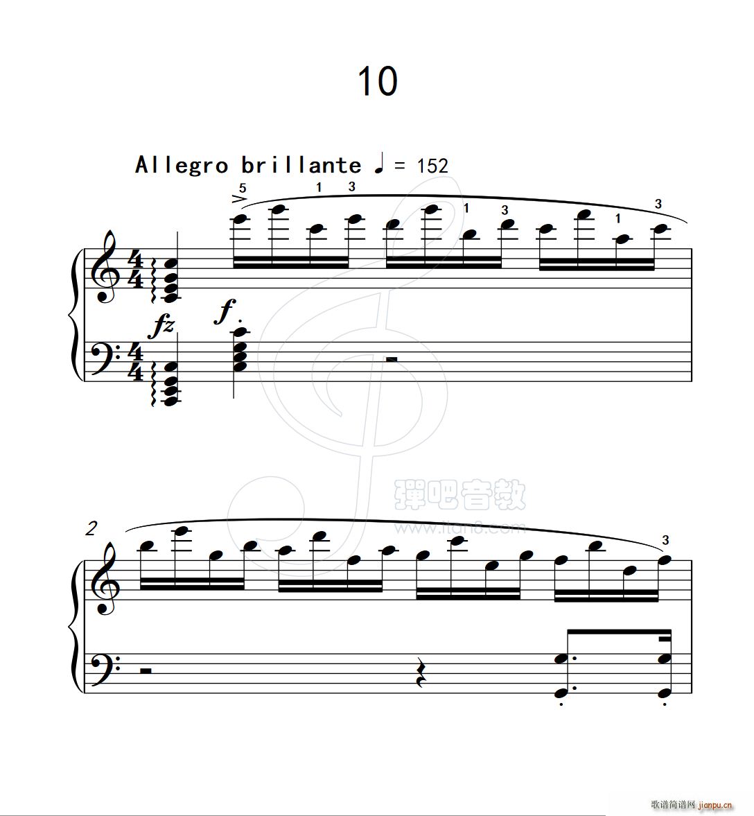 练习曲 10 克拉莫钢琴练习曲60首(钢琴谱)1