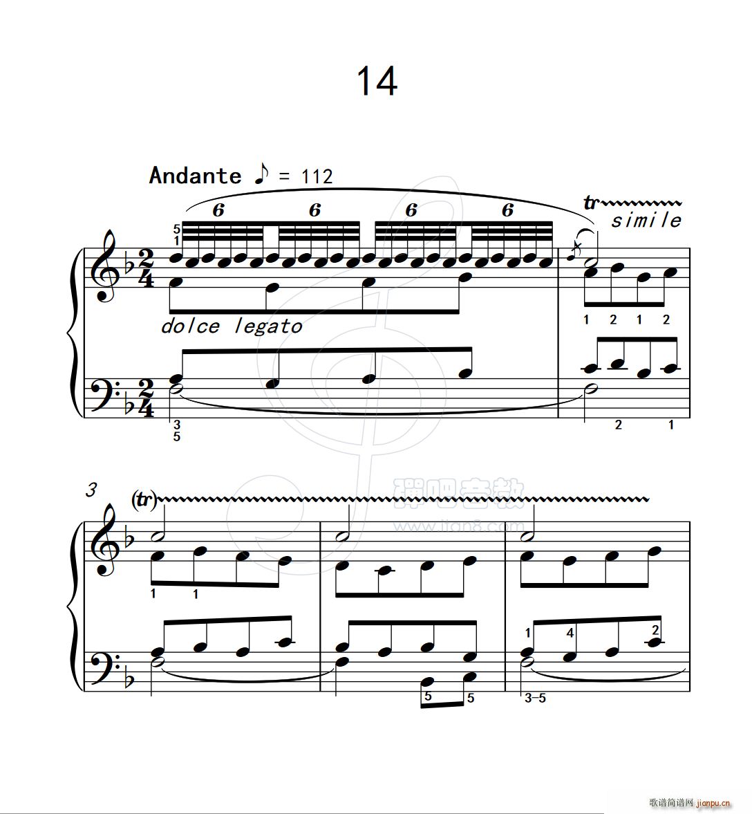 练习曲 14 克拉莫钢琴练习曲60首(钢琴谱)1