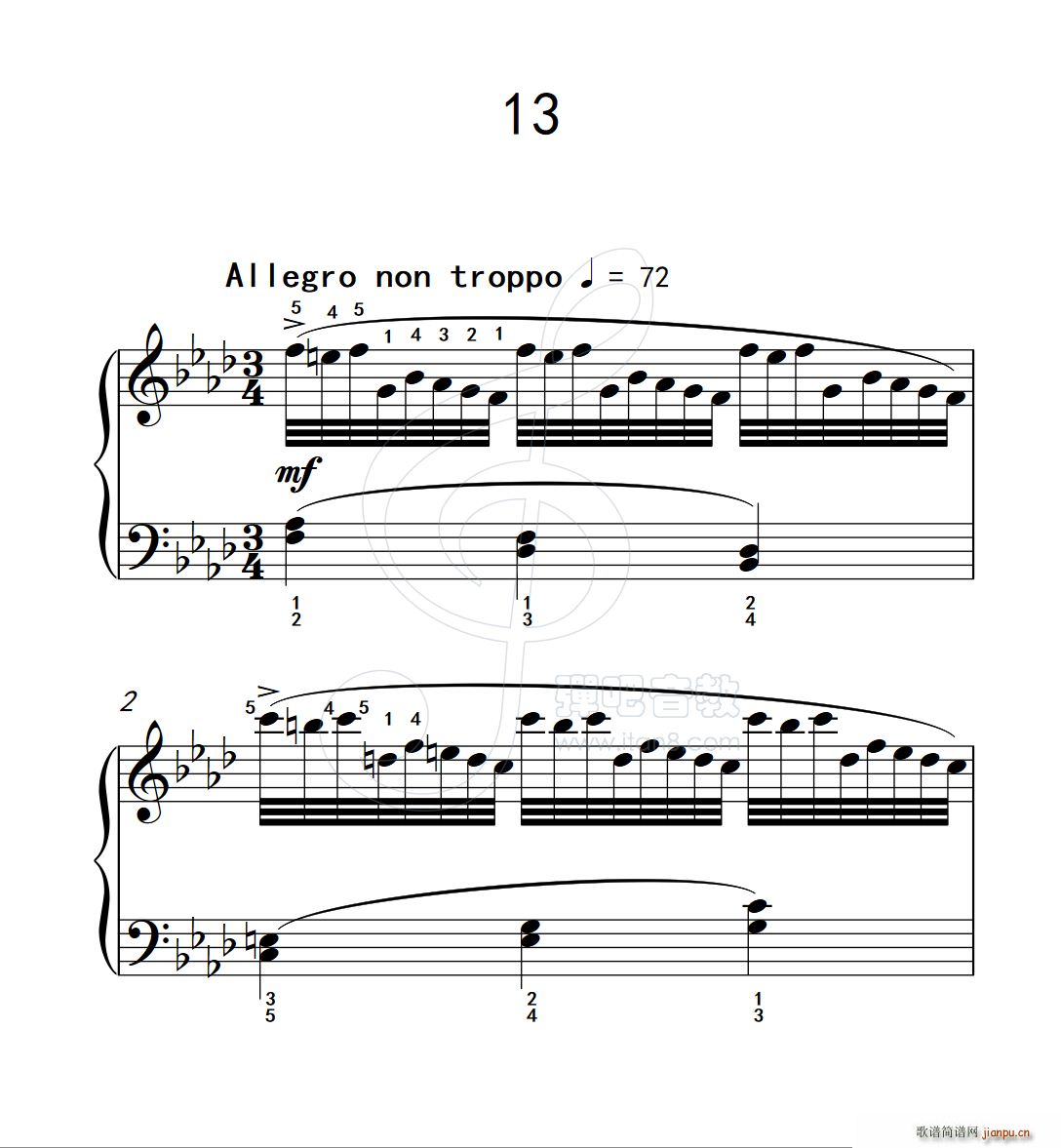 练习曲 13 克拉莫钢琴练习曲60首(钢琴谱)1