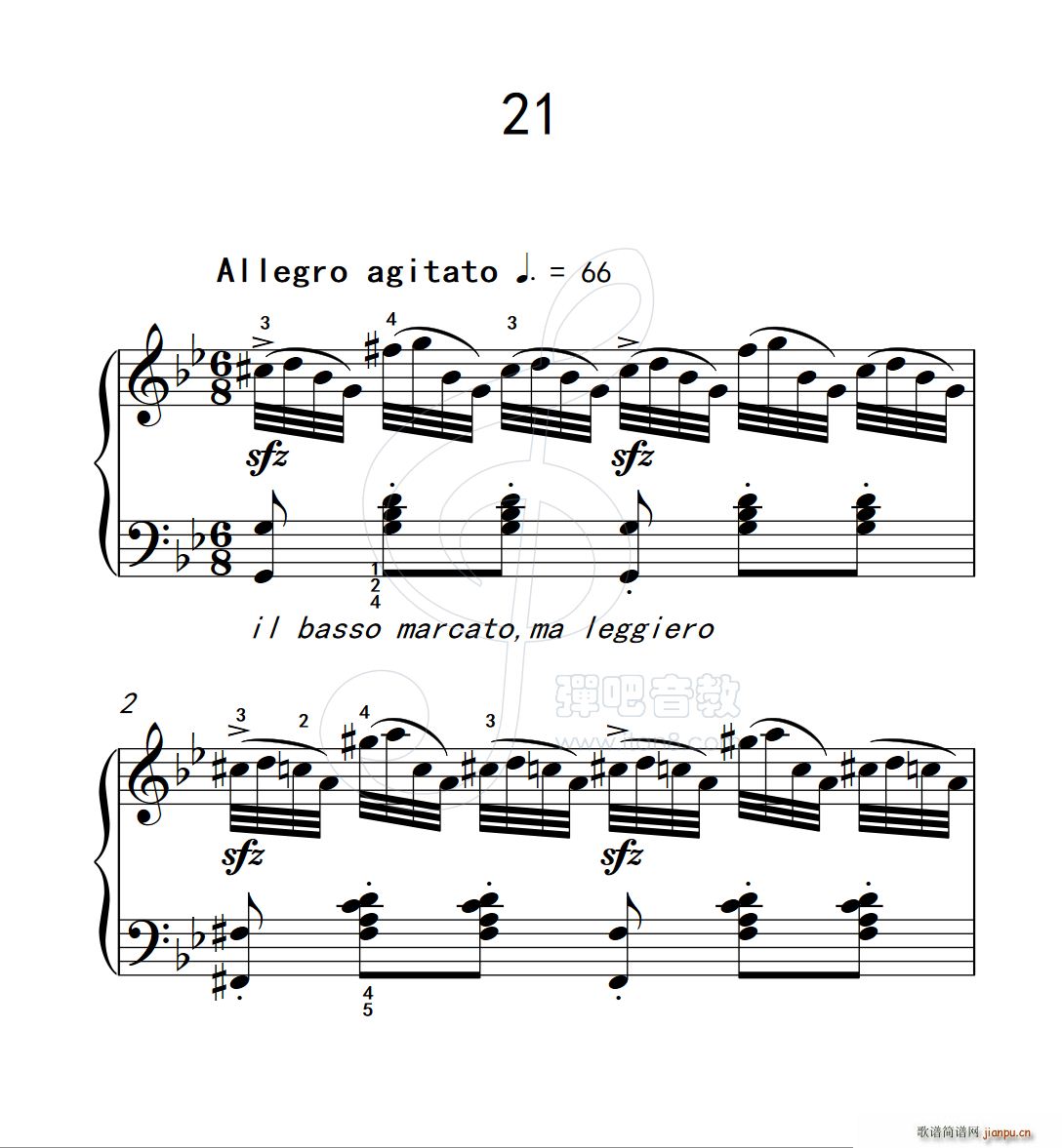 练习曲 21 克拉莫钢琴练习曲60首(钢琴谱)1