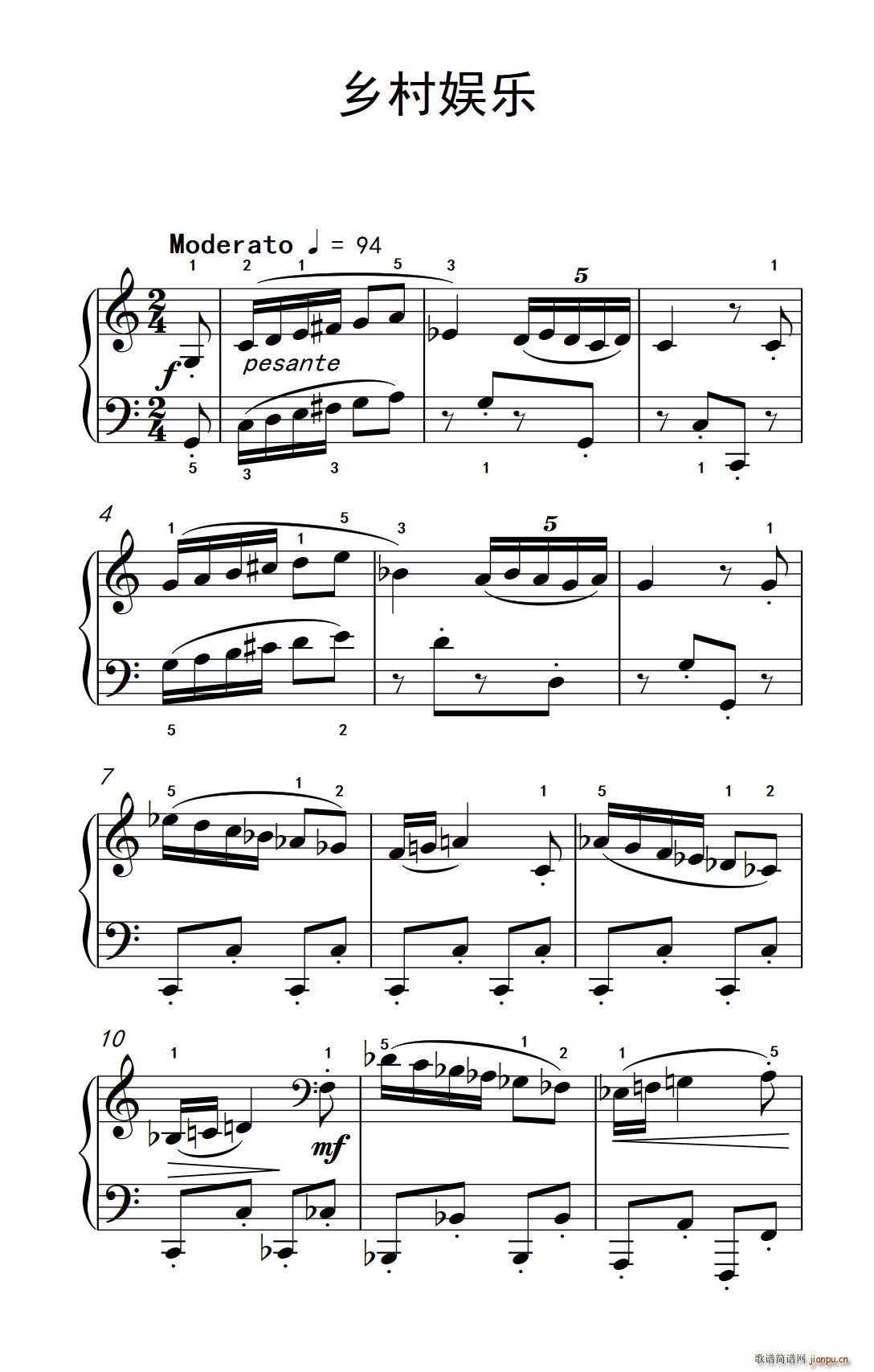 乡村娱乐 巴托克 小宇宙 钢琴教程 5(钢琴谱)1