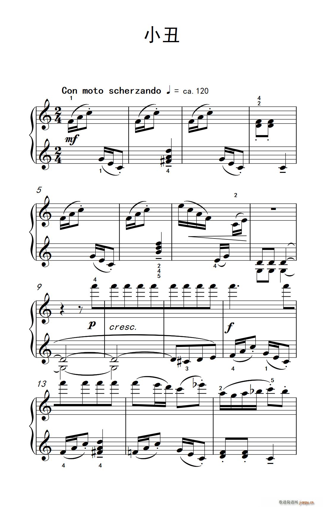 小丑 巴托克 小宇宙 钢琴教程 5(钢琴谱)1