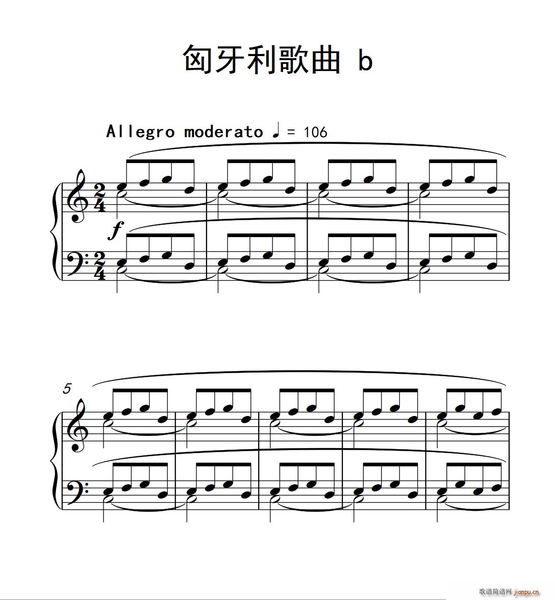 匈牙利歌曲 b 巴托克 小宇宙 钢琴教程 3(钢琴谱)1