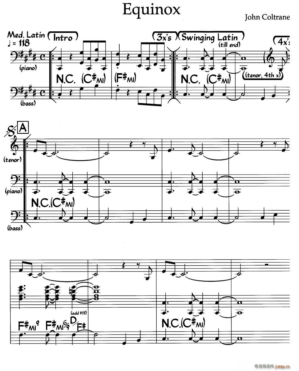 Equinox 爵士钢琴曲(钢琴谱)1