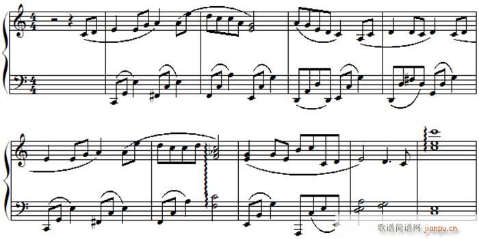 菊花台 C调转D调音高(钢琴谱)1