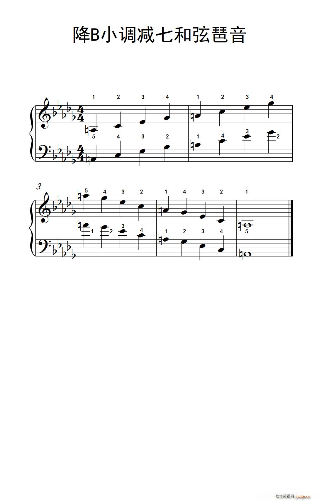 降B小调减七和弦琶音 孩子们的钢琴音阶 和弦与琶音 2(钢琴谱)1