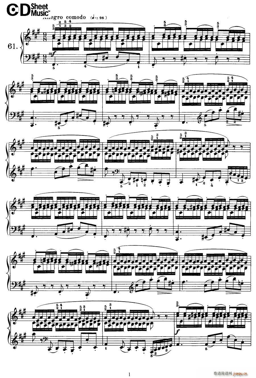 Cramer 84 exercices 61 65 克拉莫84首钢琴练习曲(钢琴谱)1