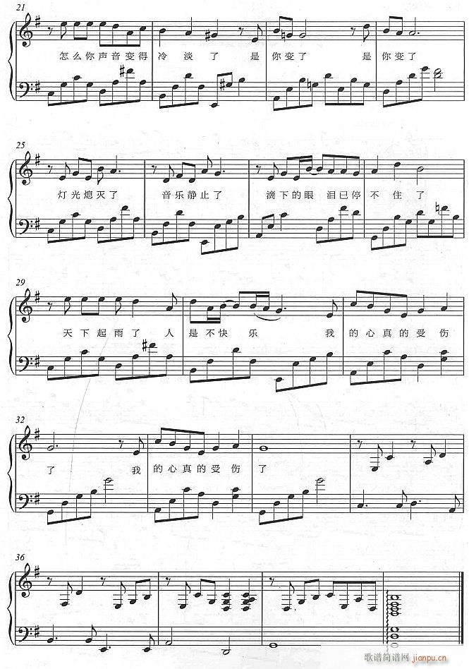 我真的受伤了2(钢琴谱)1