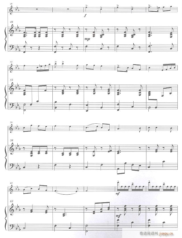 山丹丹开花红艳艳 长笛与钢琴 5(钢琴谱)1