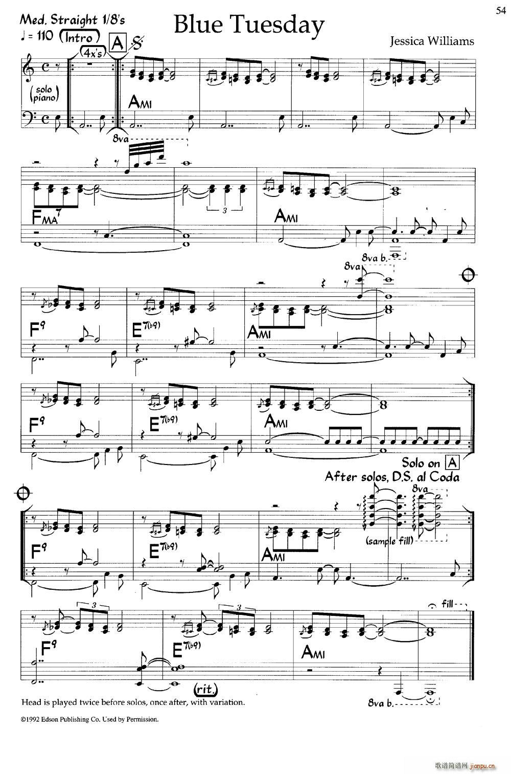 Blue Tuesday 爵士钢琴曲(钢琴谱)1