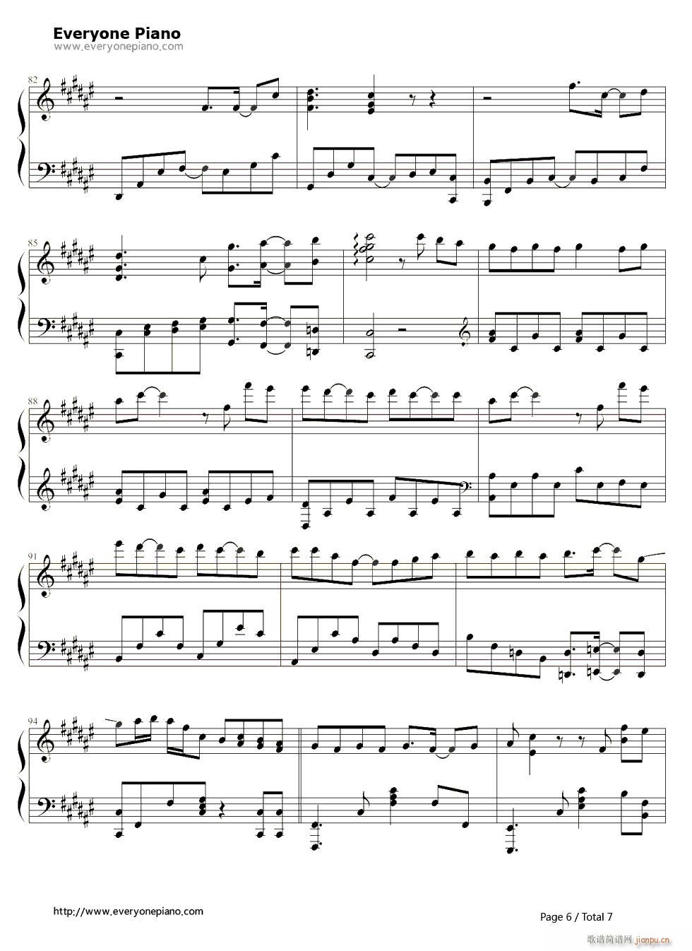 好好过 电视剧 风中奇缘 插曲(钢琴谱)6