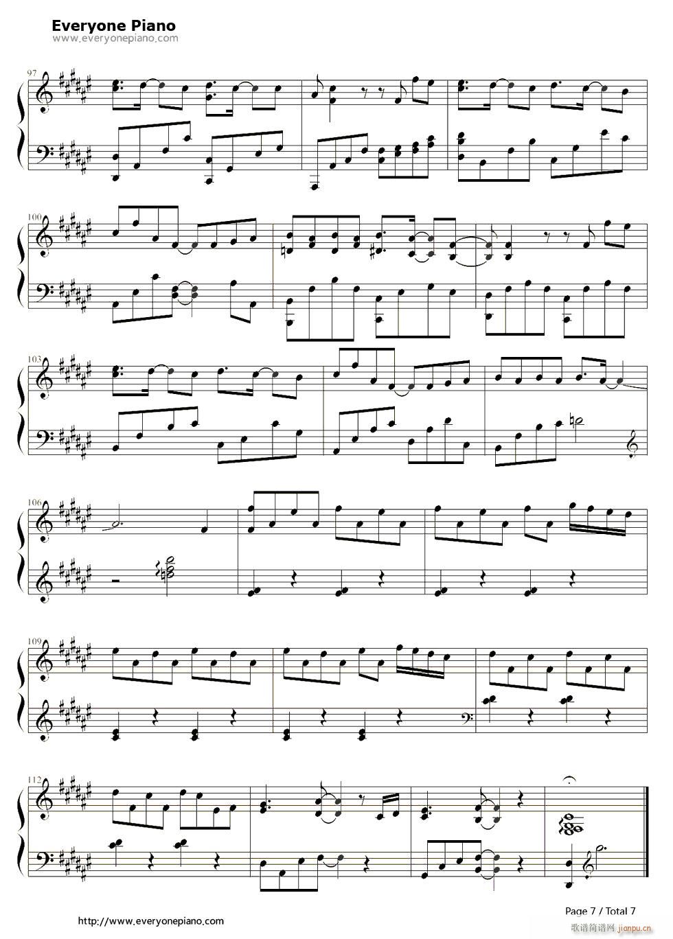 好好过 电视剧 风中奇缘 插曲(钢琴谱)7