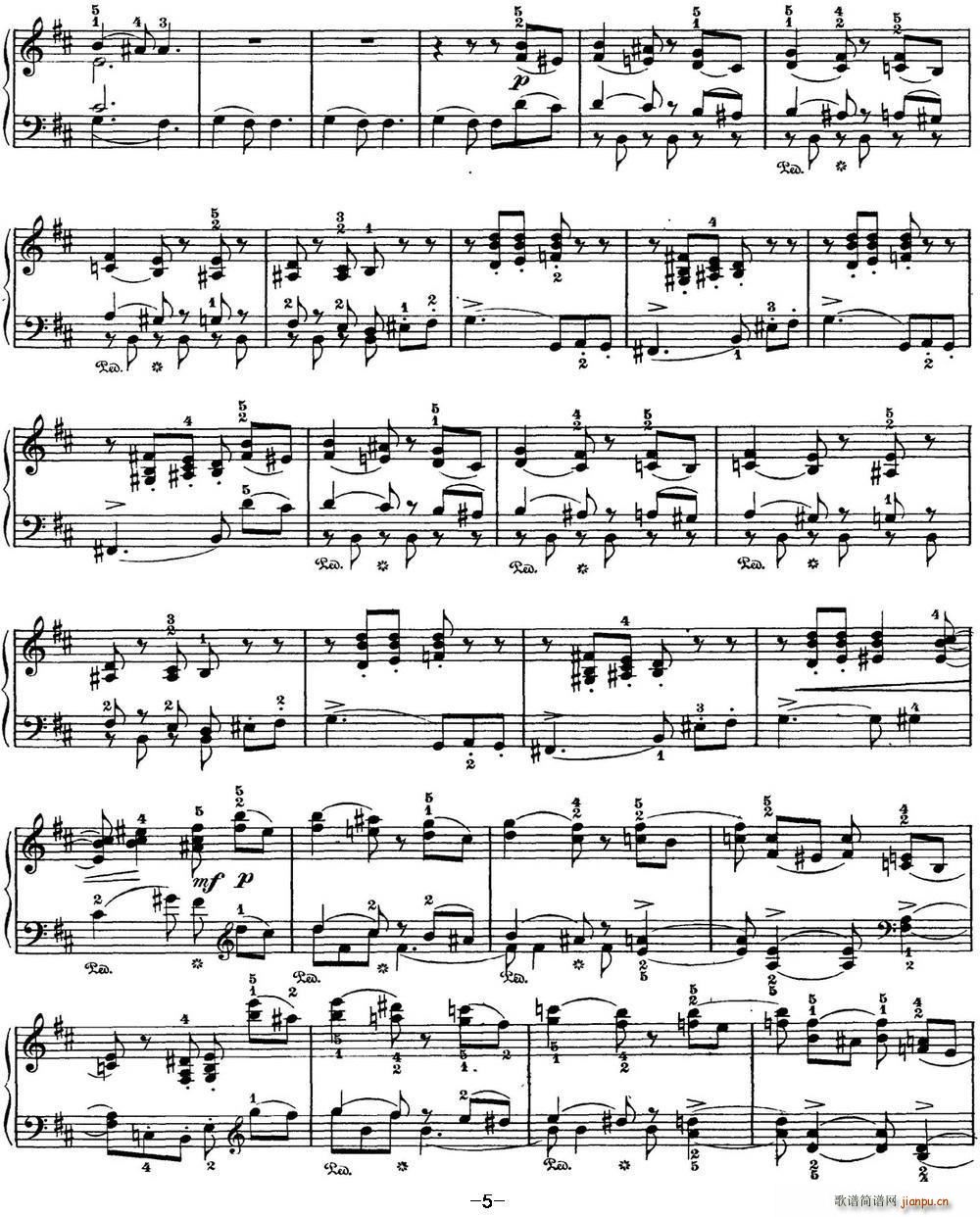 柴可夫斯基 四季 8月 收获 b小调 Harvest B minor(钢琴谱)5