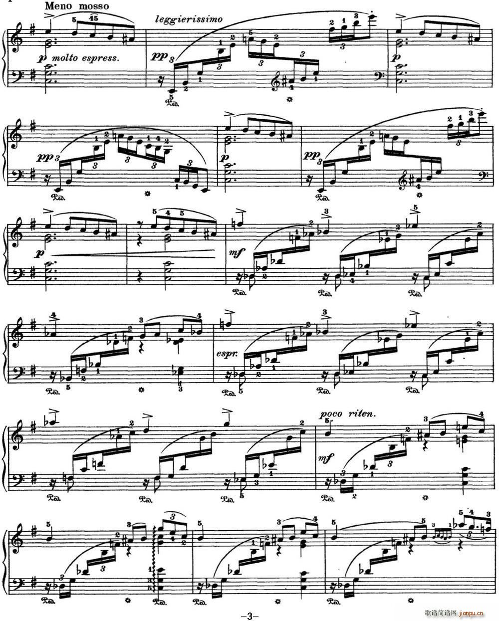 柴可夫斯基 四季 1月 壁炉边 A大调 At the Fireside A major(钢琴谱)3