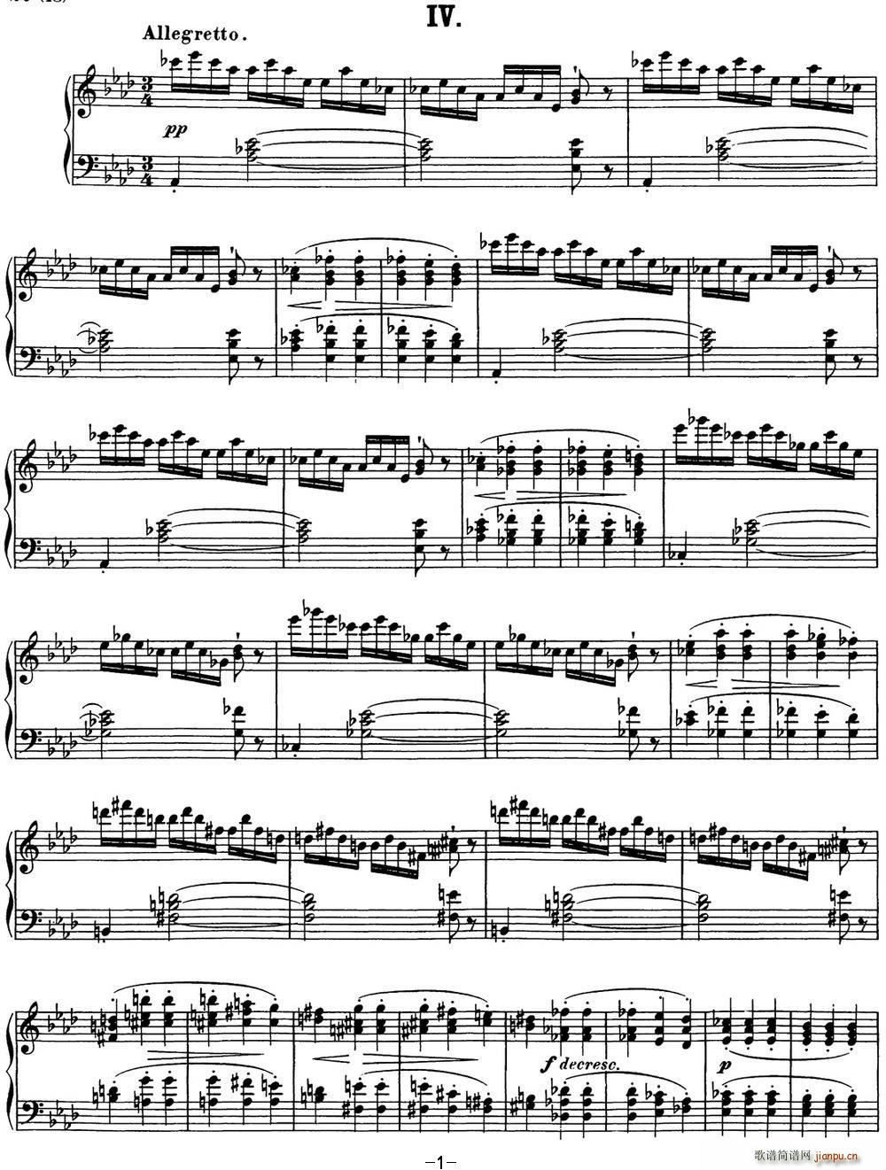 舒伯特降E大调即兴曲D 899 Op 90(钢琴谱)1