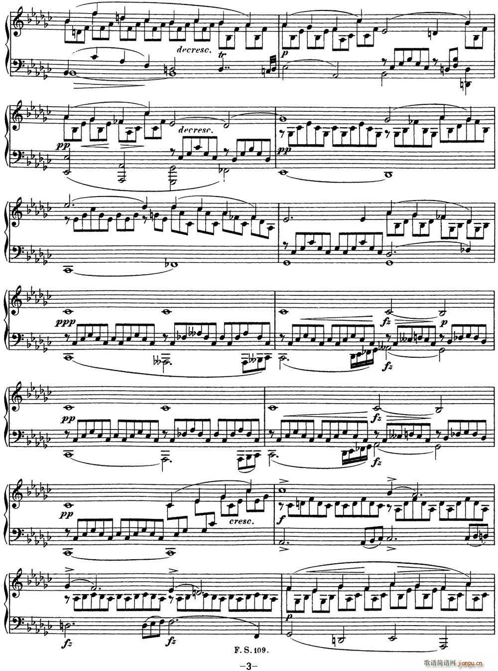 舒伯特降G大调即兴曲D 899 Op 90(钢琴谱)3