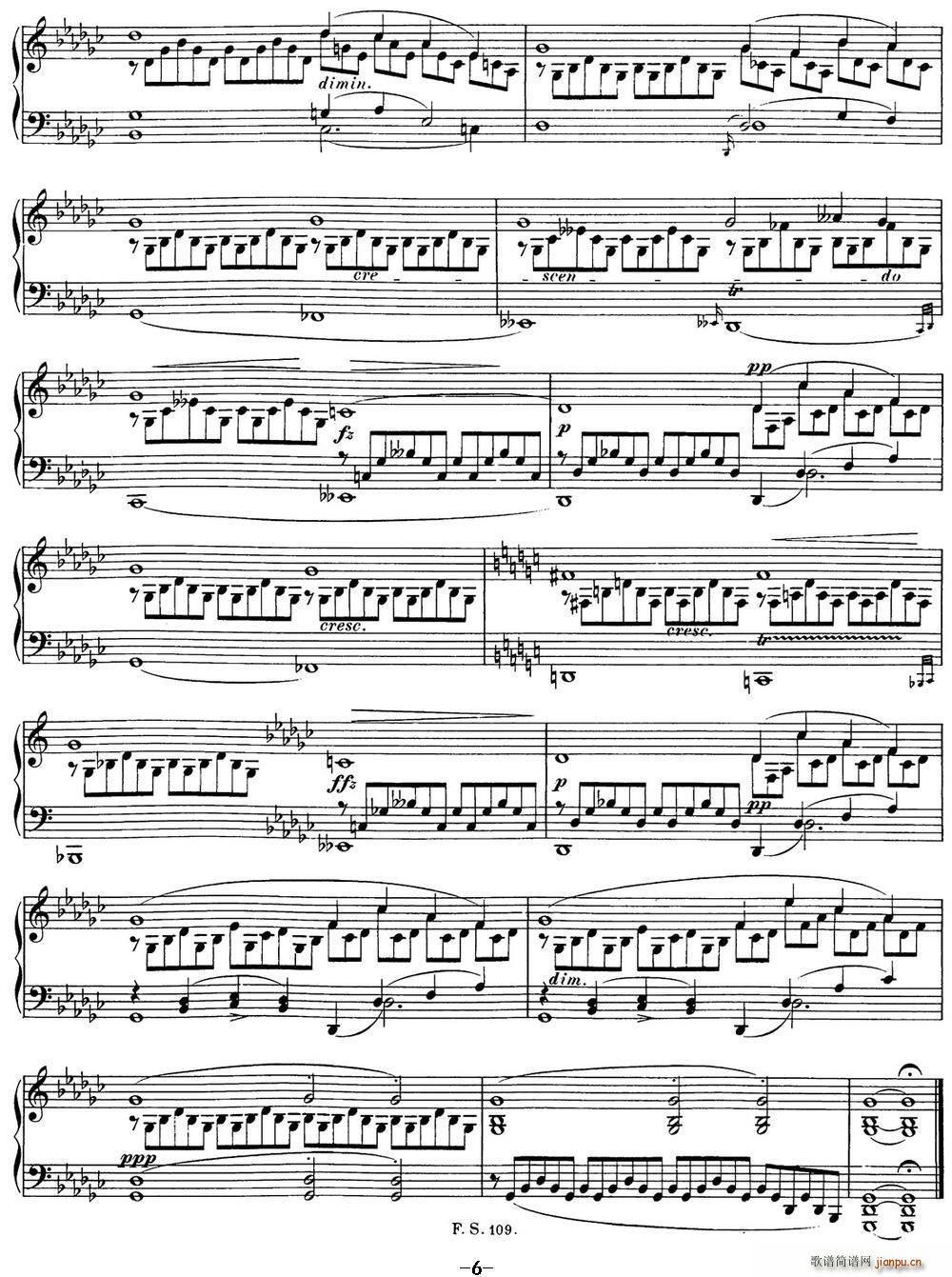 舒伯特降G大调即兴曲D 899 Op 90(钢琴谱)6
