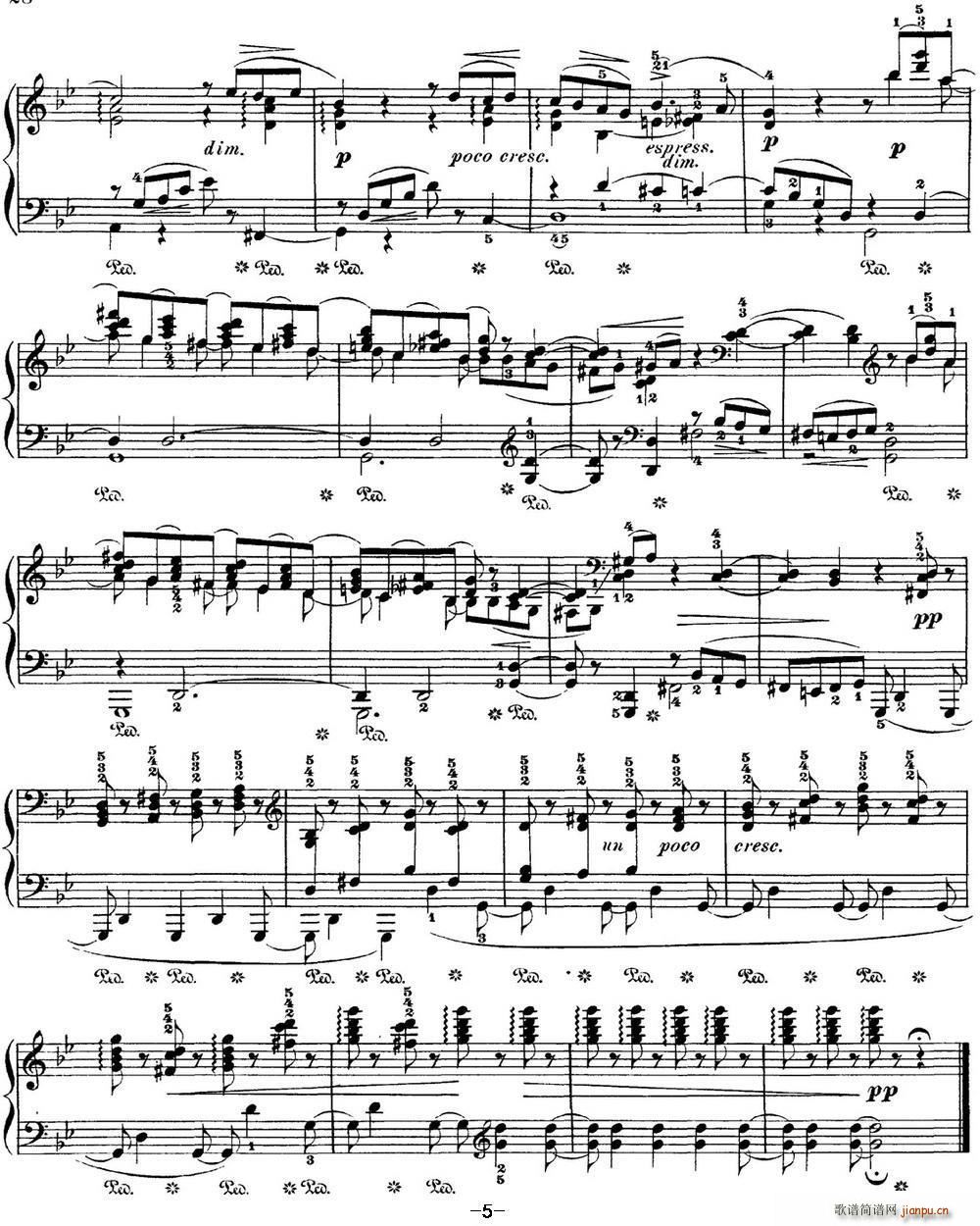 柴可夫斯基 四季 6月 船歌 g小调 Barcarolle G minor(钢琴谱)5