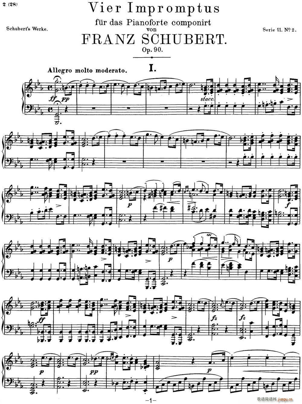 舒伯特c小调即兴曲D 899 Op 90(钢琴谱)1