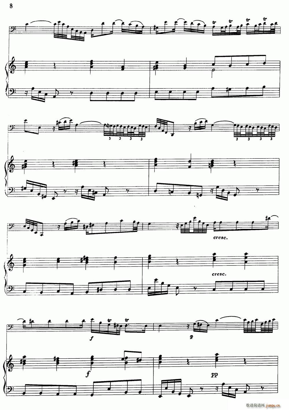 C大调协奏曲 大管 钢琴伴奏 铜管(钢琴谱)8