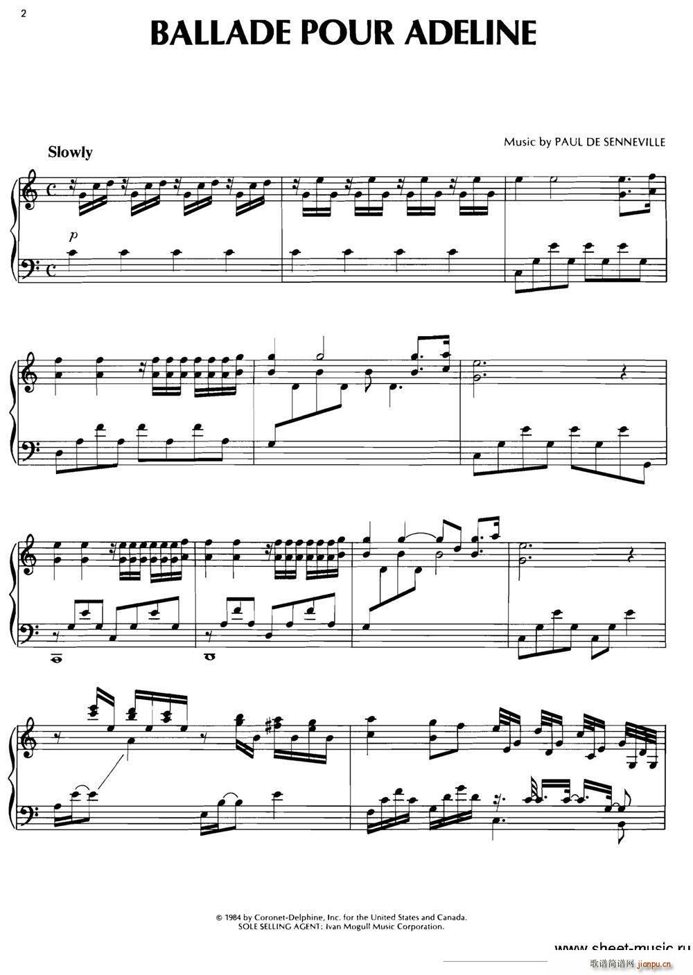 BALIADE POUR ADELINE(钢琴谱)1